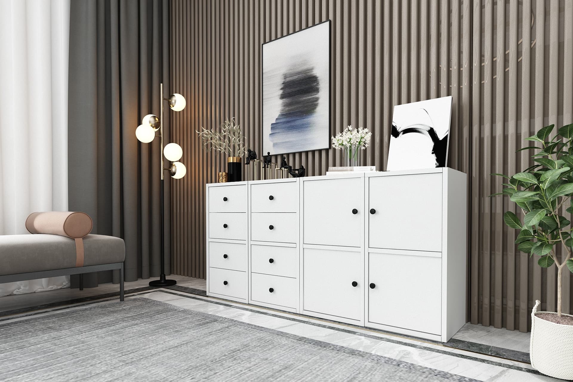 LEXUS DOLAPLI ÇEKMECELİ ŞİFONYER, 130 CM, SFN 1028 Ç