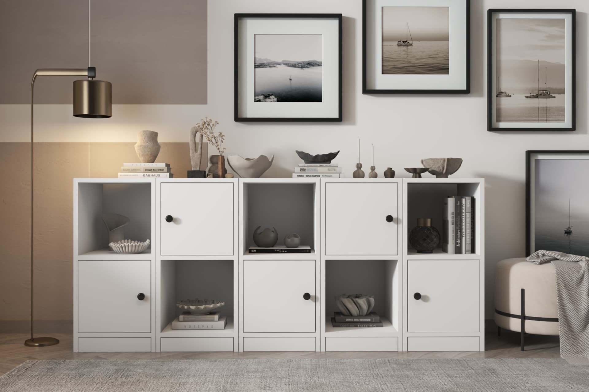 CONSOLA RAFLI DOLAPLI KONSOL BEYAZ 160 CM KNS-1027-Ç