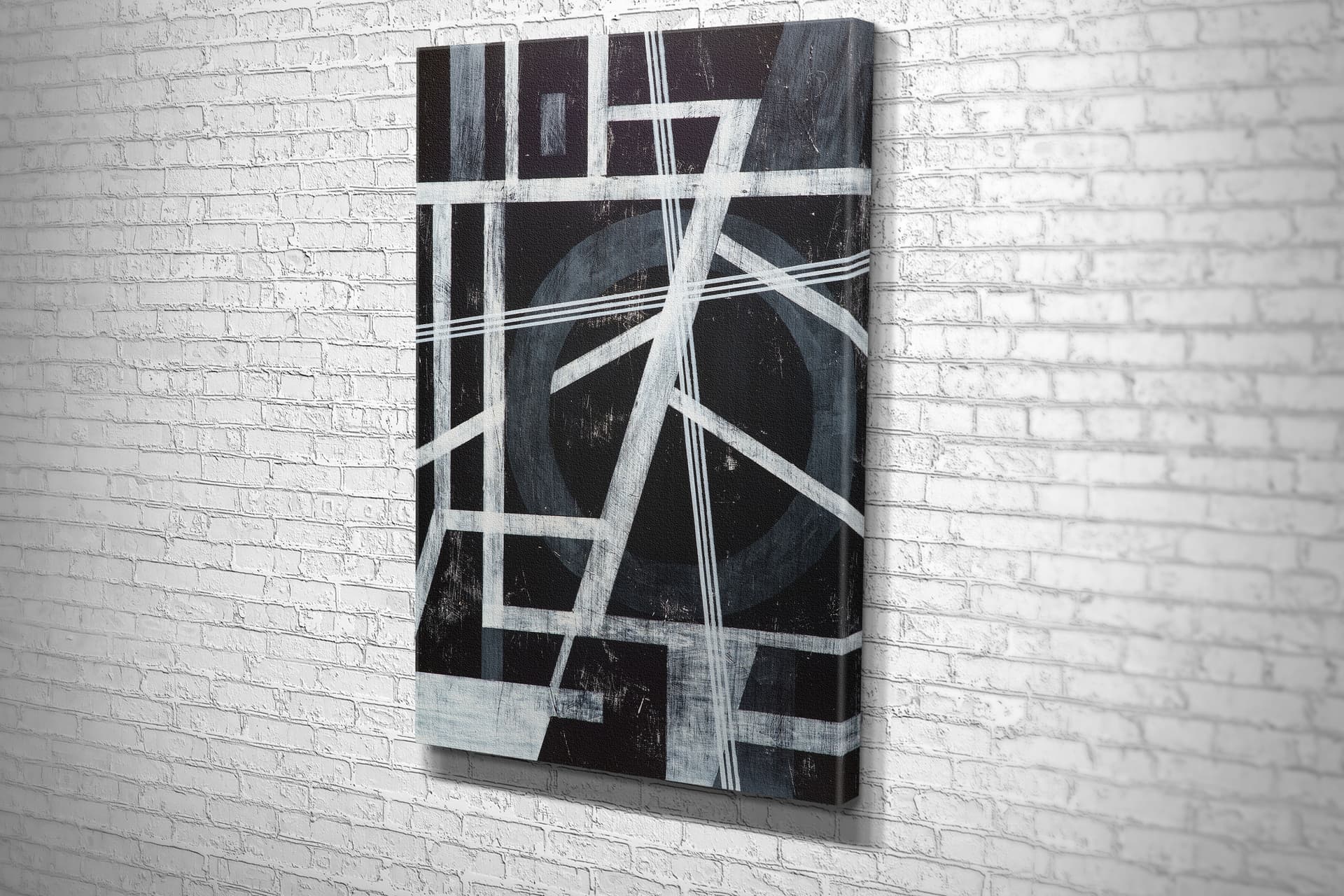 TABLO360 GEOMETRİK DESENLİ KANVAS TABLO SİYAH BEYAZ 75X50