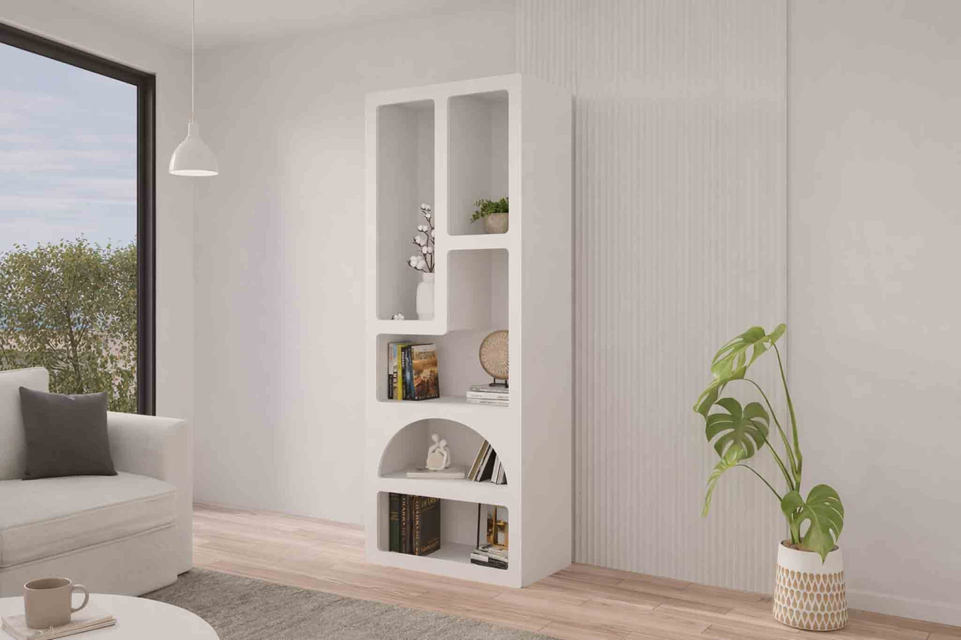 NISHA VİTRİN KİTAPLIK, BEYAZ, 150 CM