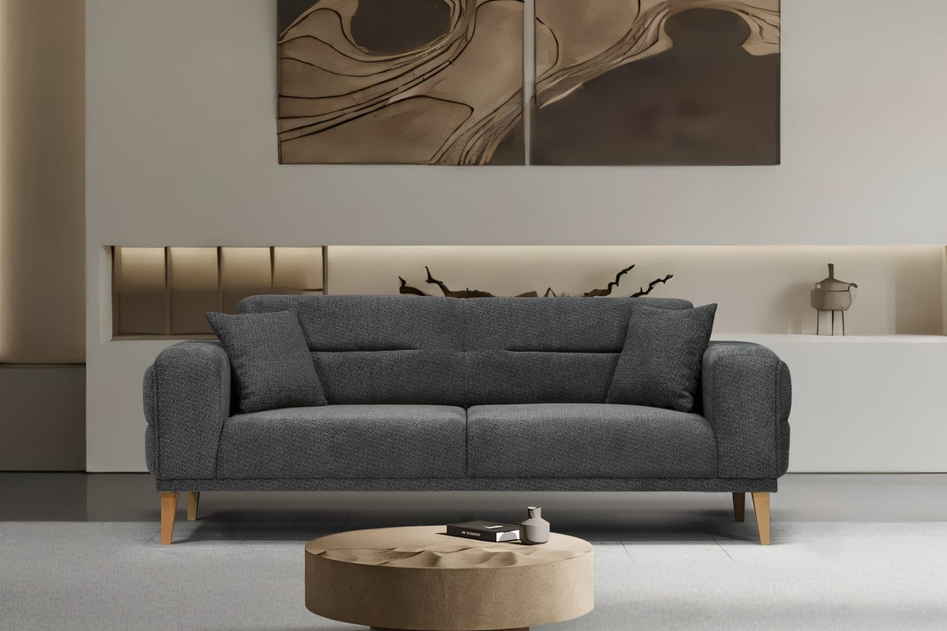 ZEN ÜÇLÜ KOLTUK, KOYU GRİ