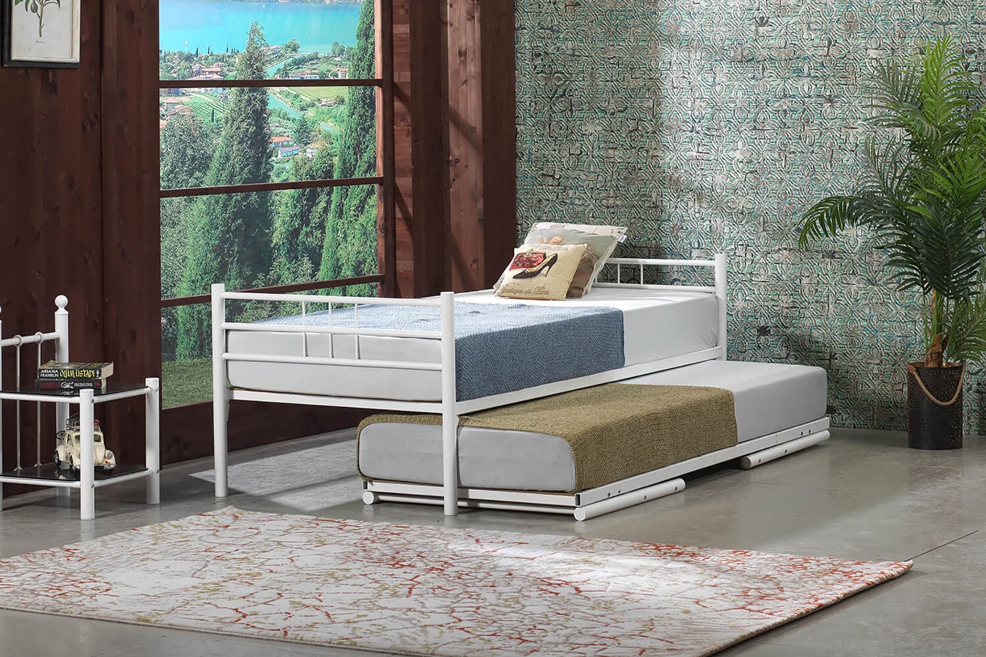 YAVRULU İKİZ METAL KARYOLA, BEYAZ, 90X200
