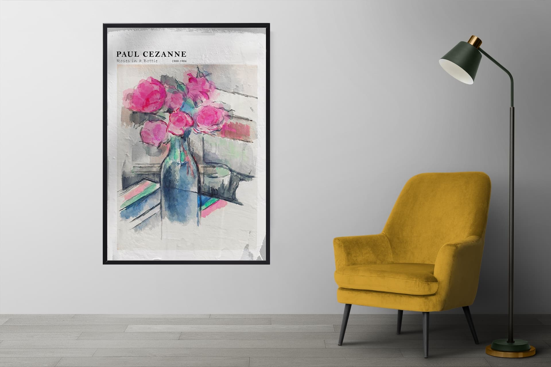 ÇERÇEVELİ BETON ART DOKULU  PAUL CEZANNE ROSES