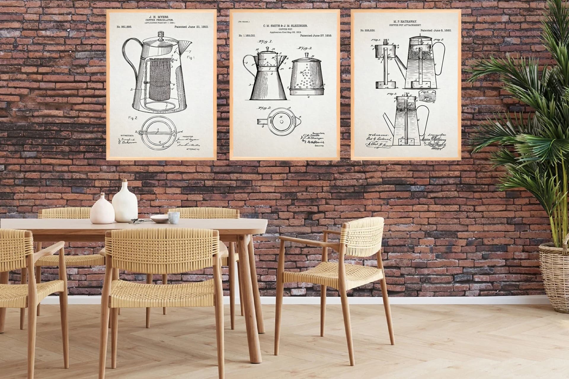 VINTAGE COFFEE TABLO SETİ, CUPS 4, 50X70
