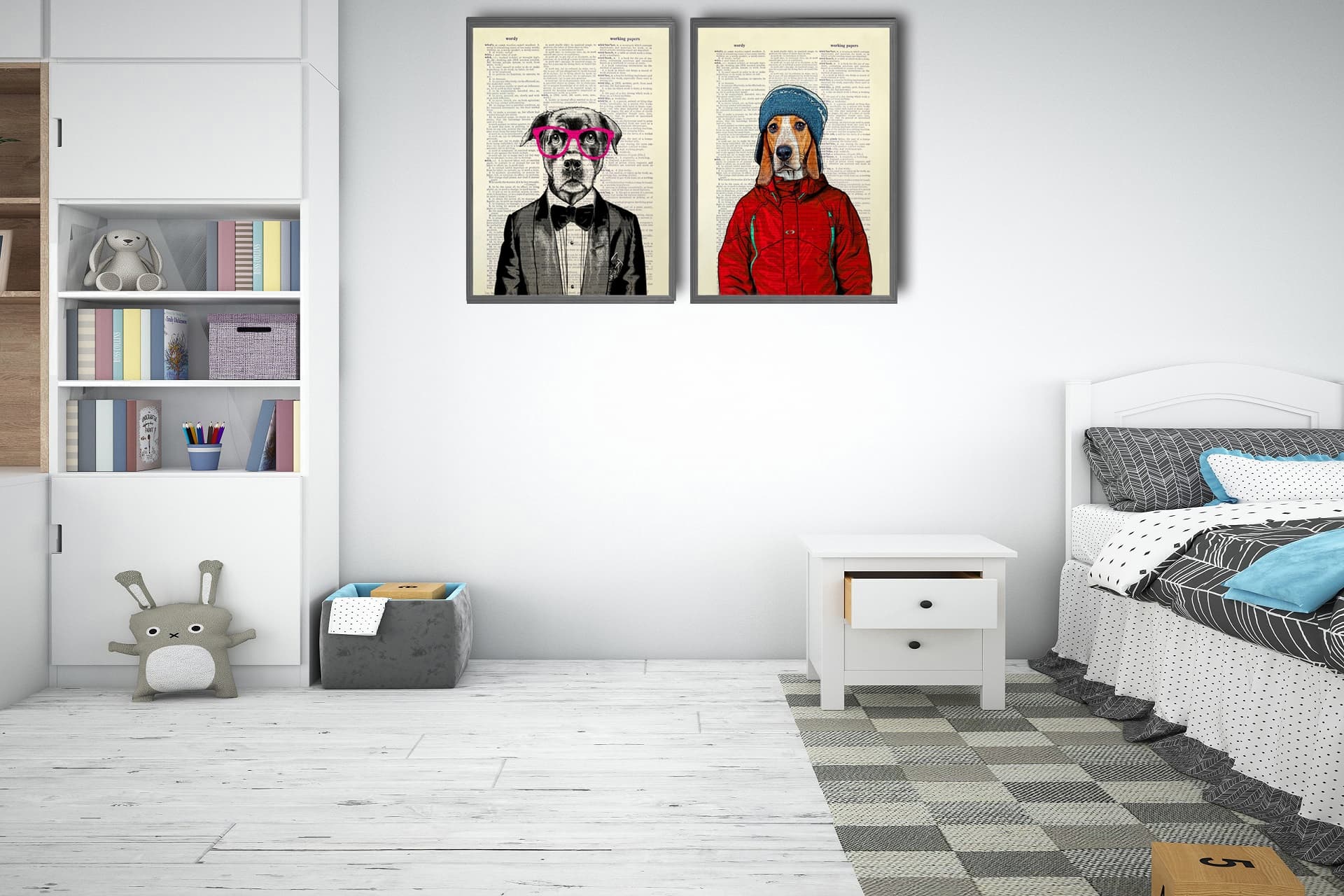 SEVİMLİ KEDİ KÖPEK TABLO SETİ, 35X50, 6