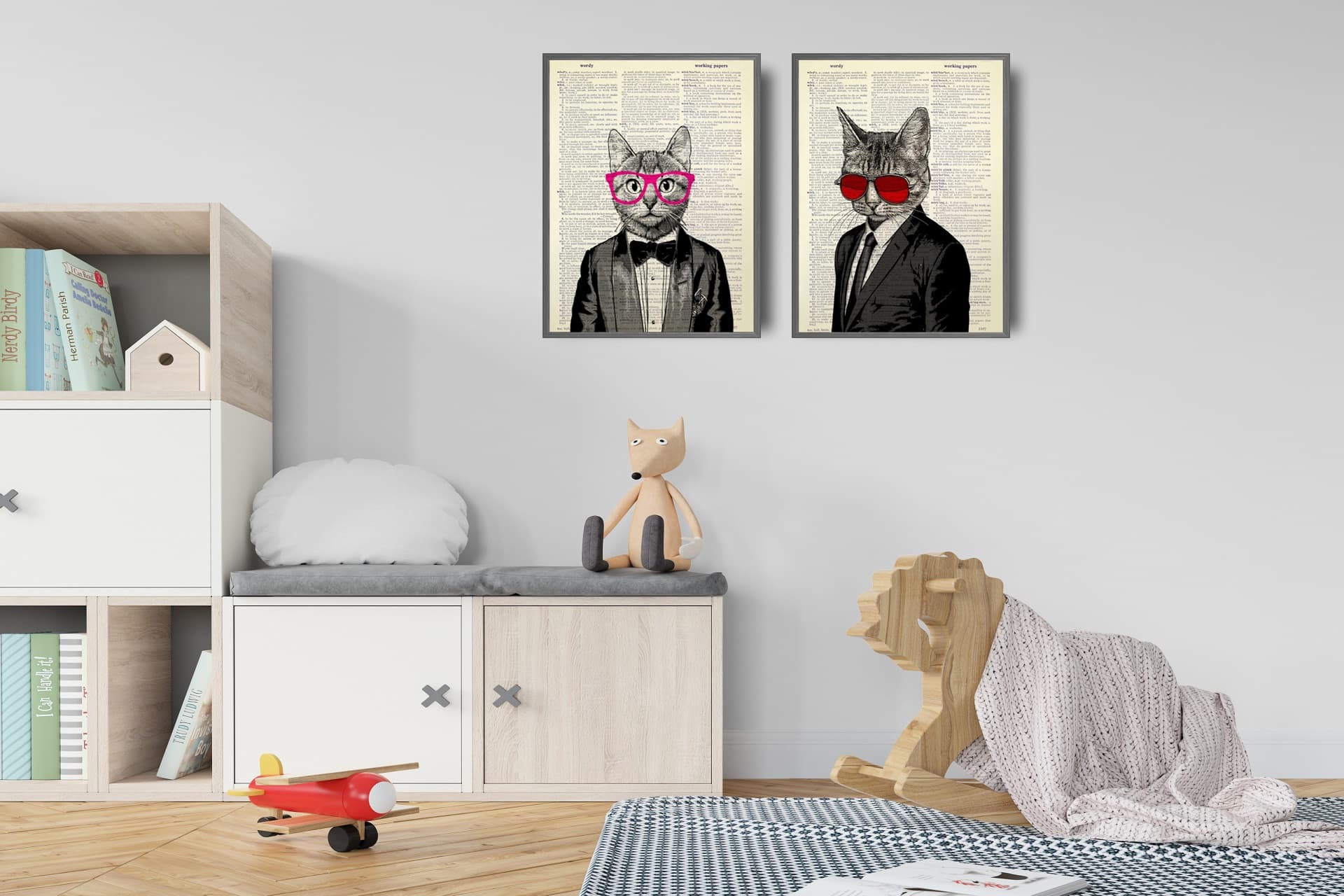 SEVİMLİ KEDİ KÖPEK TABLO SETİ, 35X50, 5