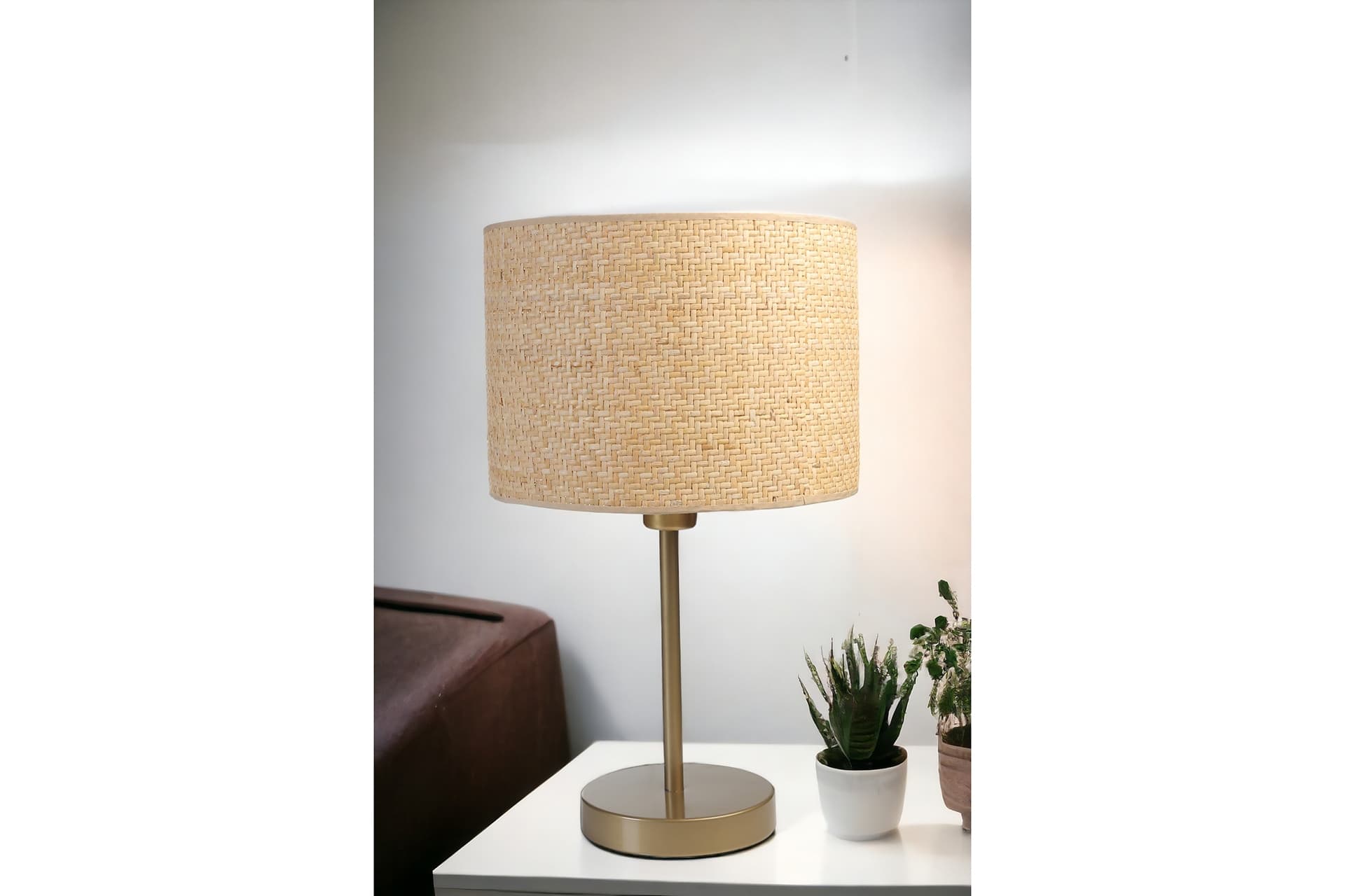 HASIR RATTAN ABAJURLU MASA LAMBASI ESKİTME