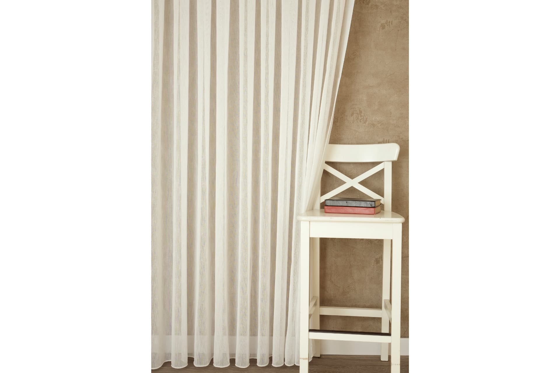 MASSARELLİ NOPELİ KETEN TÜL EKRU  PİLESİZ 100X260