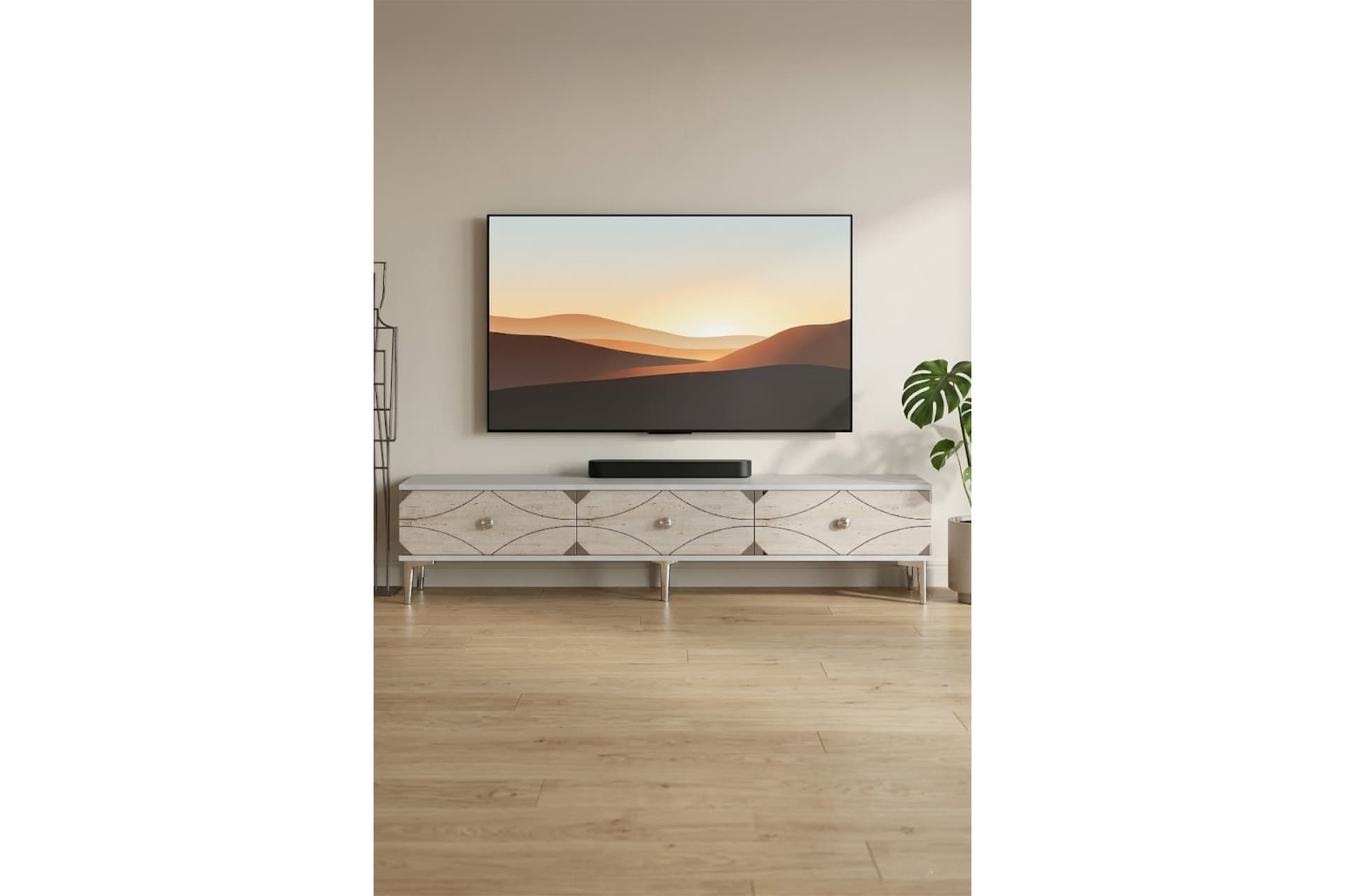 ALFA TV SEHPASI BEYAZ TRAVERTEN SİLVER 180 CM TSA1897BTS
