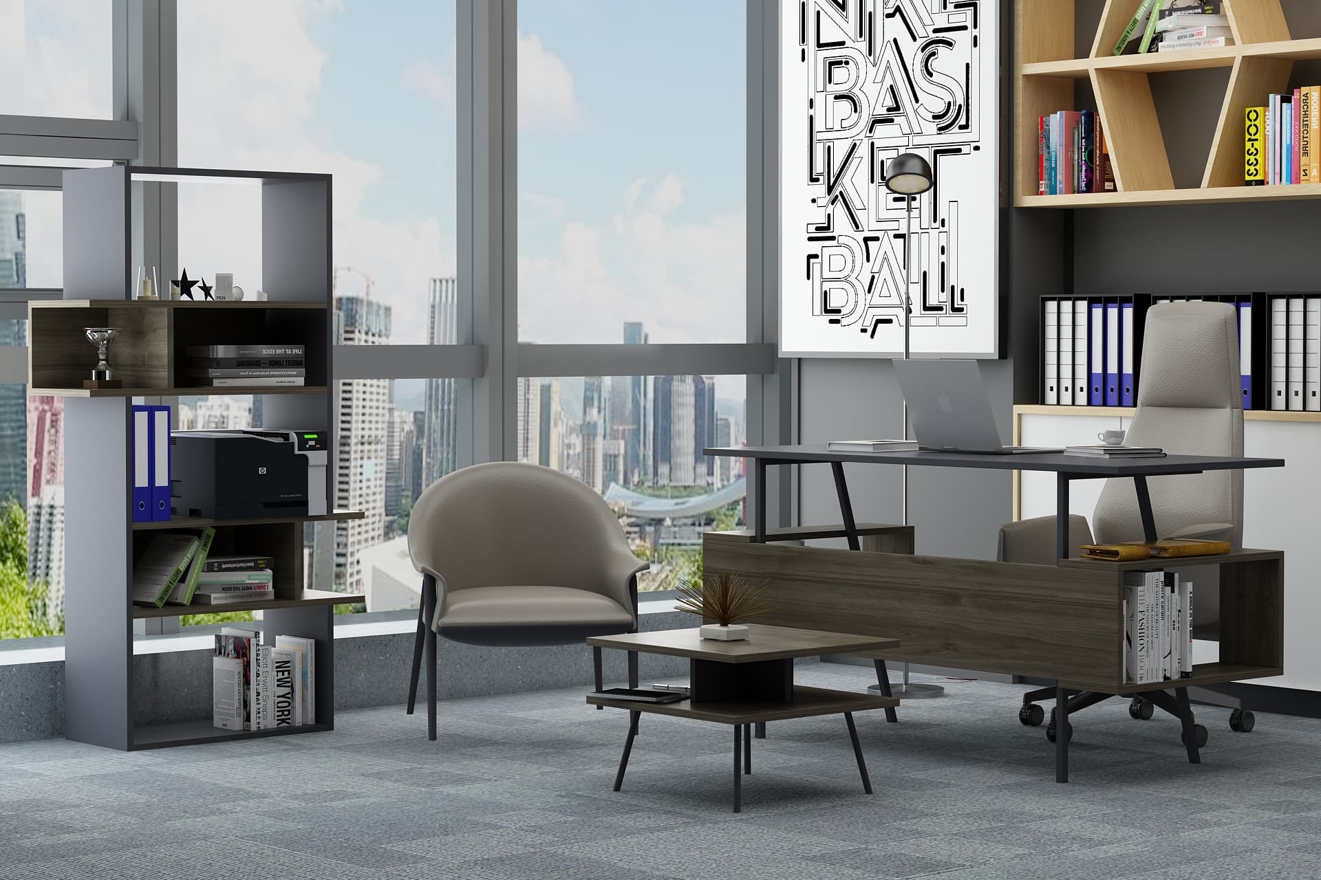 LAGOMOOD İRONY İNFY OFİS TAKIMI, ANTRASİT CEVİZ