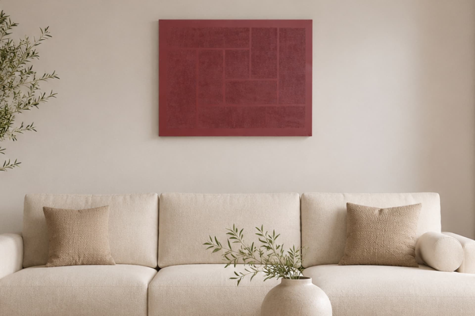 LUNA MODERN DOKULU TABLO, BORDO 50X70 CM