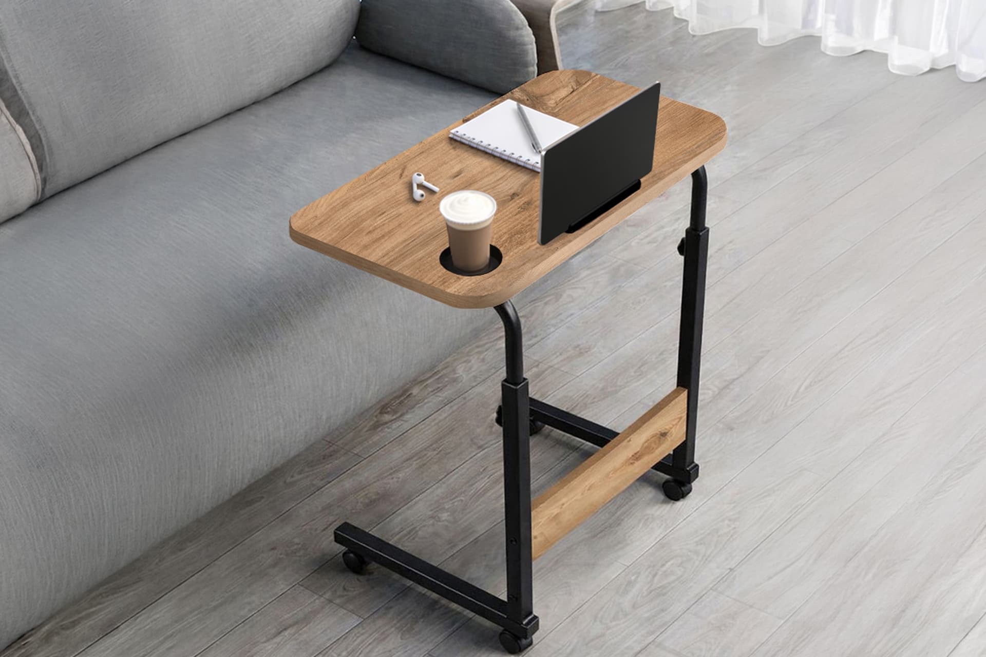 BAMBU YÜKSEKLİK AYARLI LAPTOP SEHPASI, ÇAM, 60X40