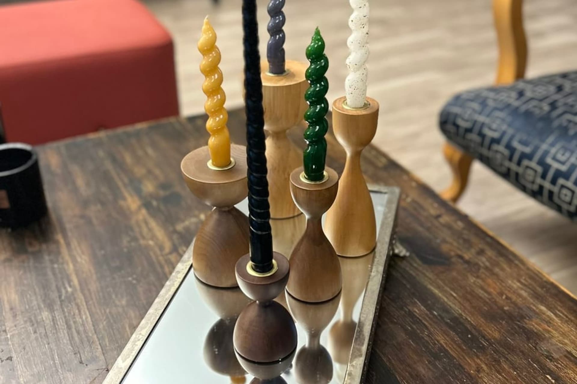MASSELLO DESIGN TEMPO BEŞLİ AHŞAP MUMLUK, CEVİZ NATUREL