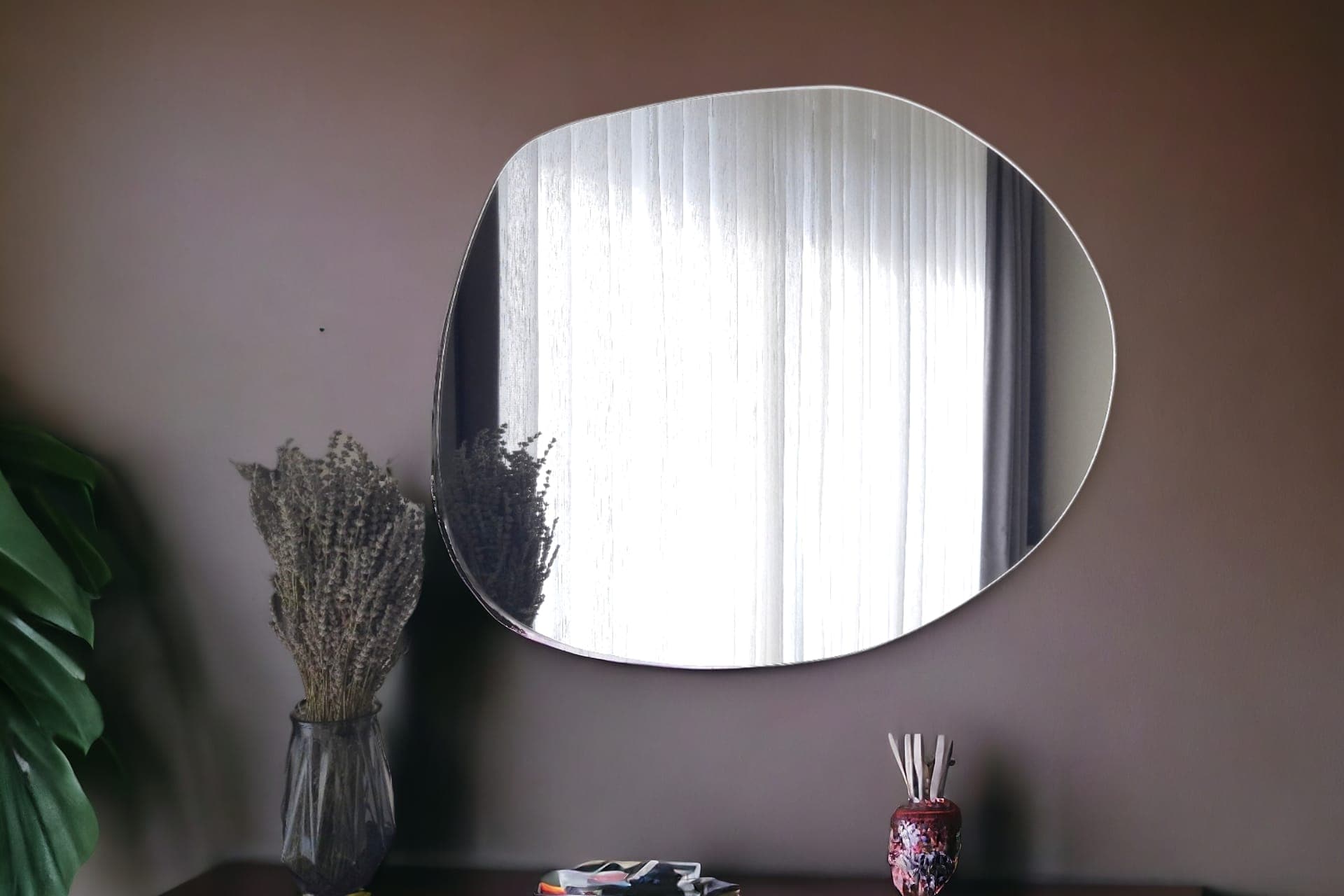 DFN WOOD ASİMETRİK DUVAR AYNASI, 55X75