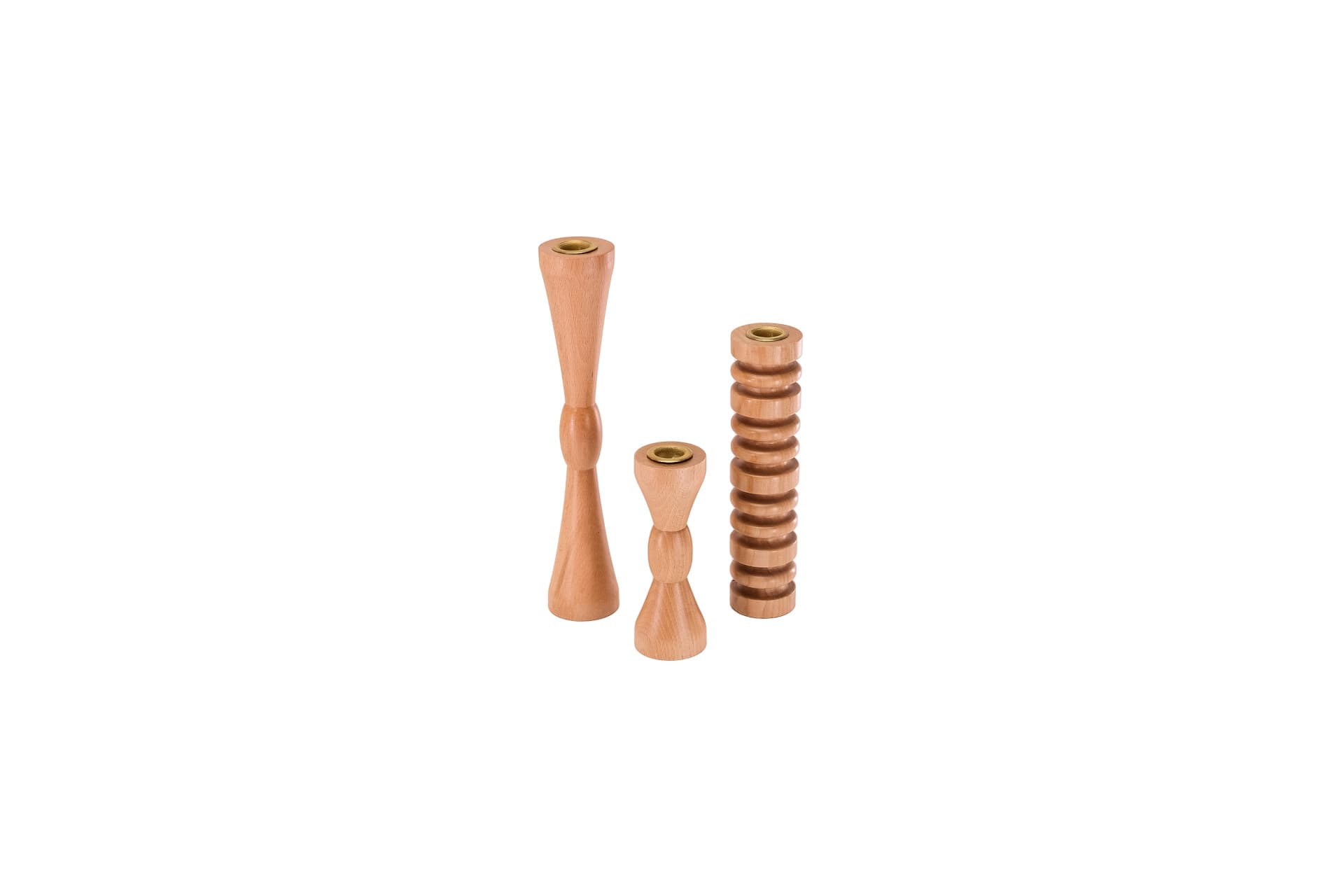 MASSELLO DESIGN BELLA ÜÇLÜ AHŞAP MUMLUK, NATUREL