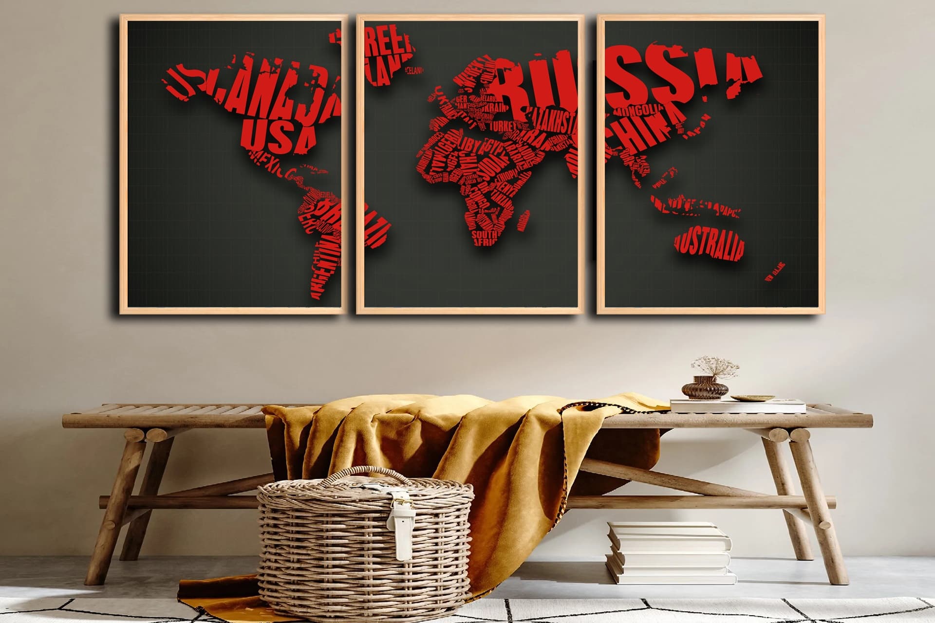 KIRMIZI BEYAZ TABLO SETİ, 50X70