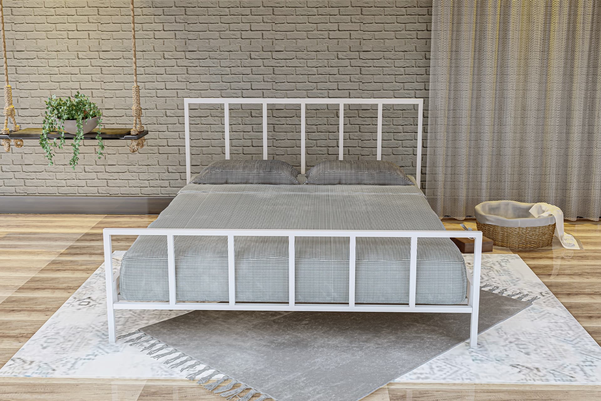 VİNTAGE METAL KARYOLA ÇİFT KİŞİLİK, BEYAZ, 160X200