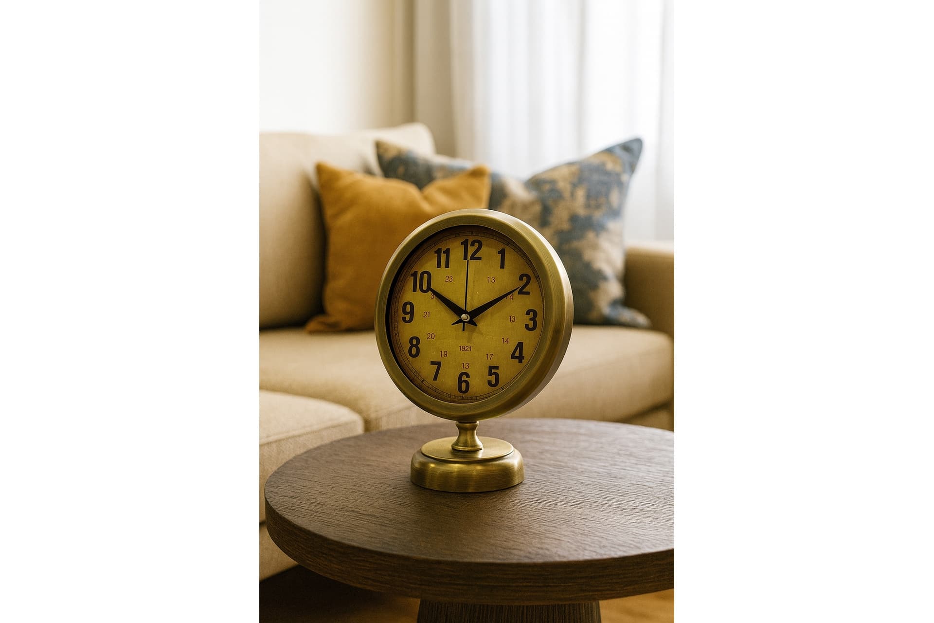 VİNTAGE ELİTE ESKİTME METAL MASA SAATİ 25X20 CM