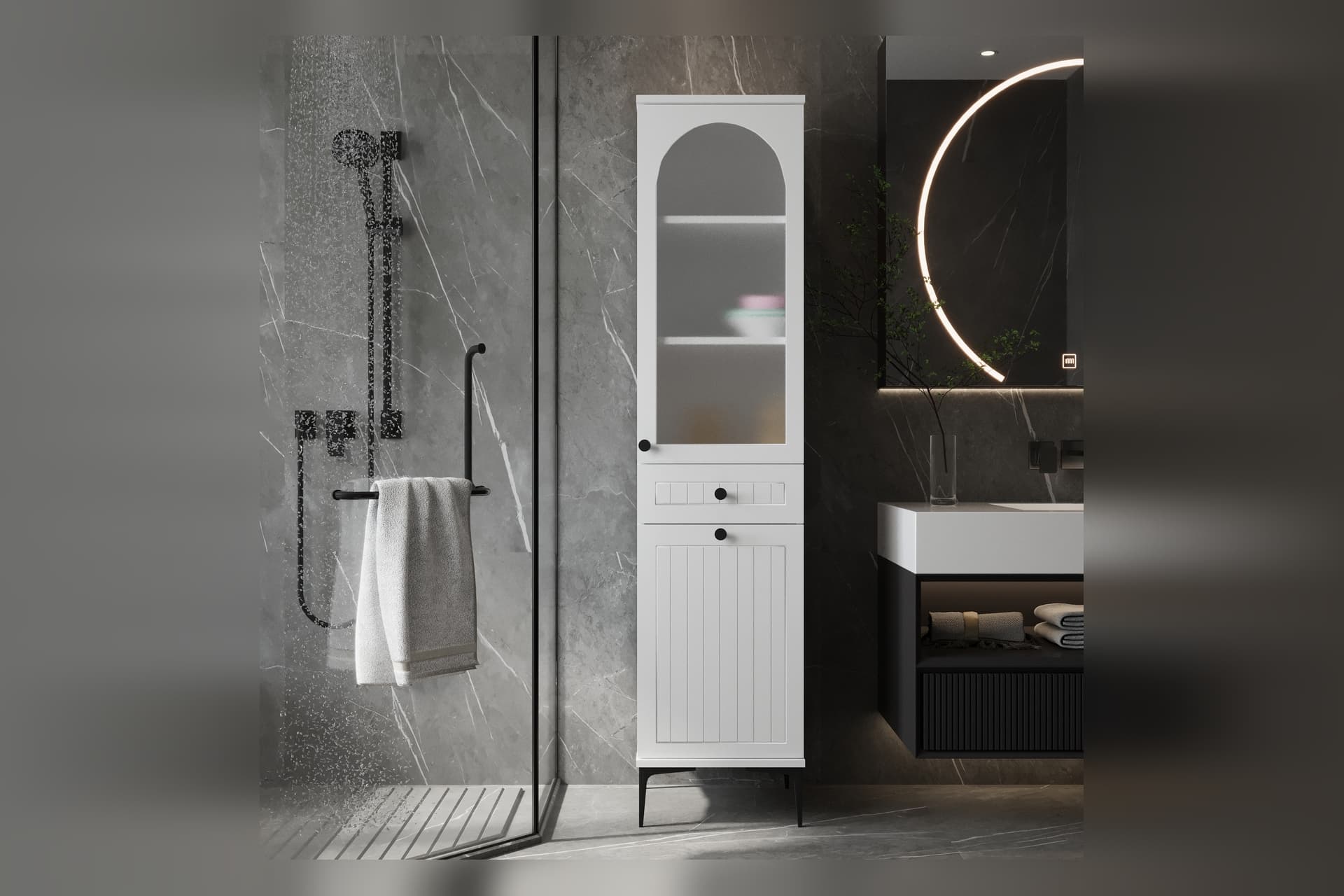 VİNTRA LAKE SEPETLİ CAMLI DOLAP