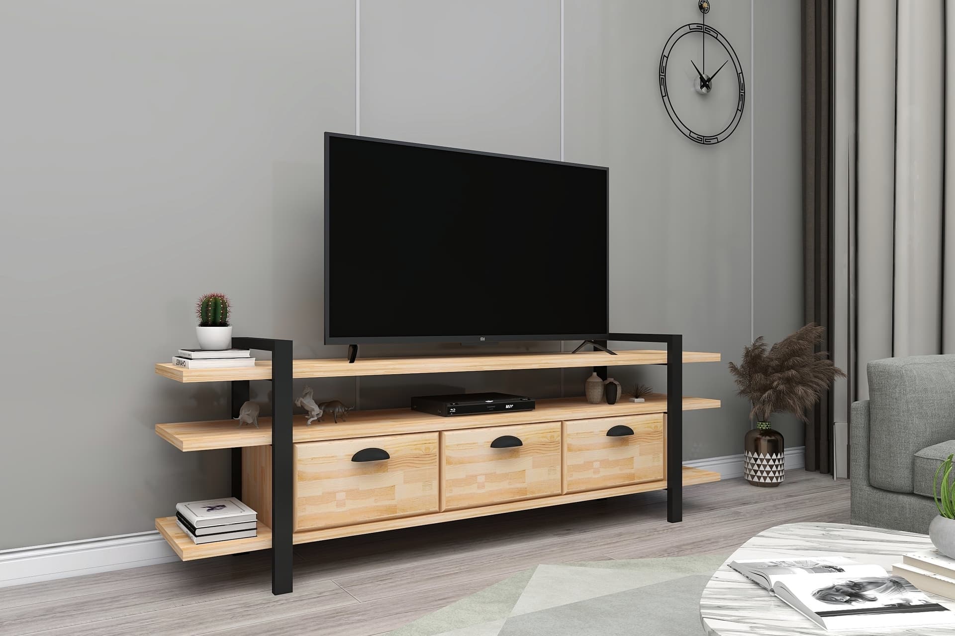 WOODFACE LUCCA DOĞAL AHŞAP TV SEHPASI