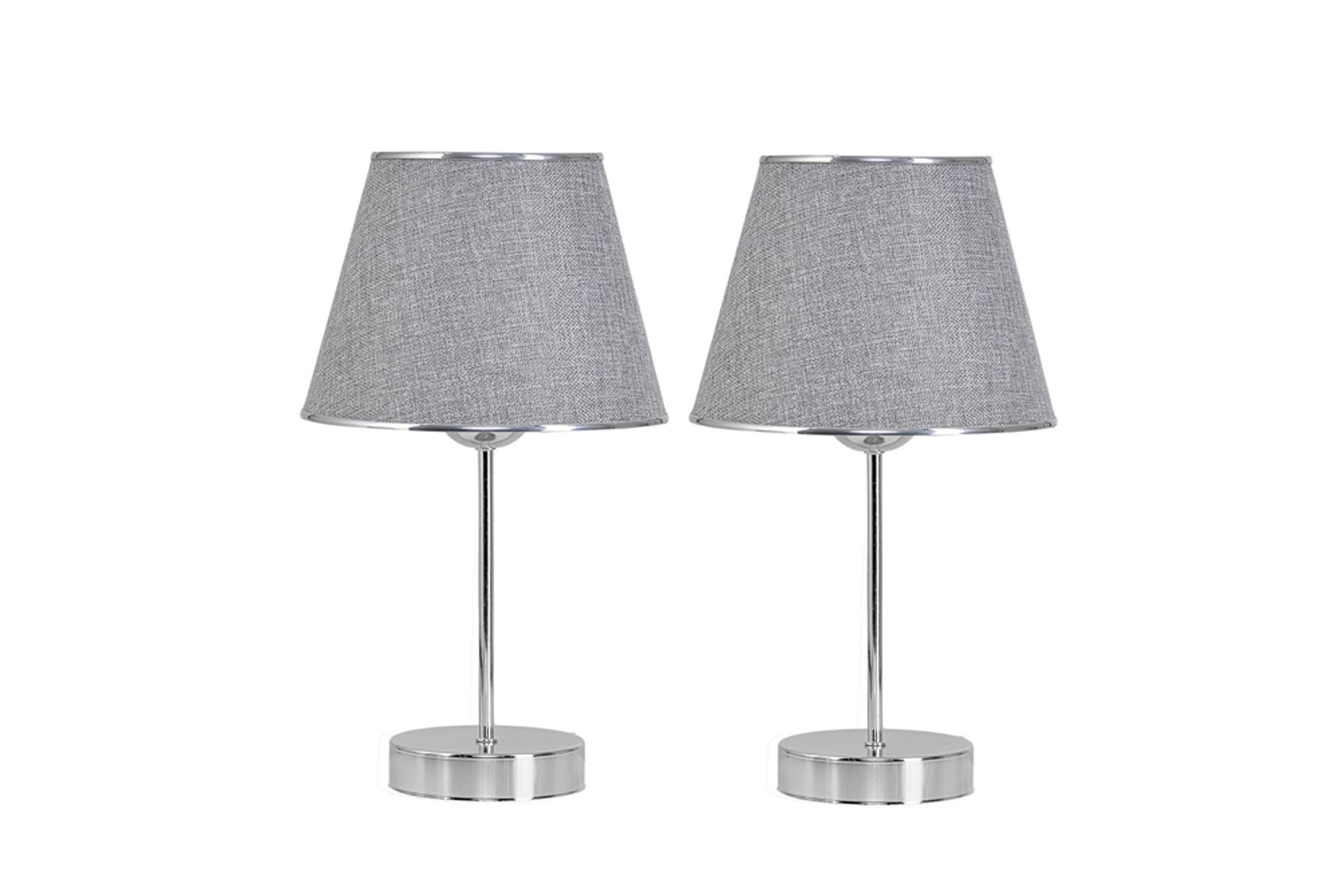 EVLİGHT MİRZA İKİLİ METAL AYAKLI KROM ABAJUR, GRİ