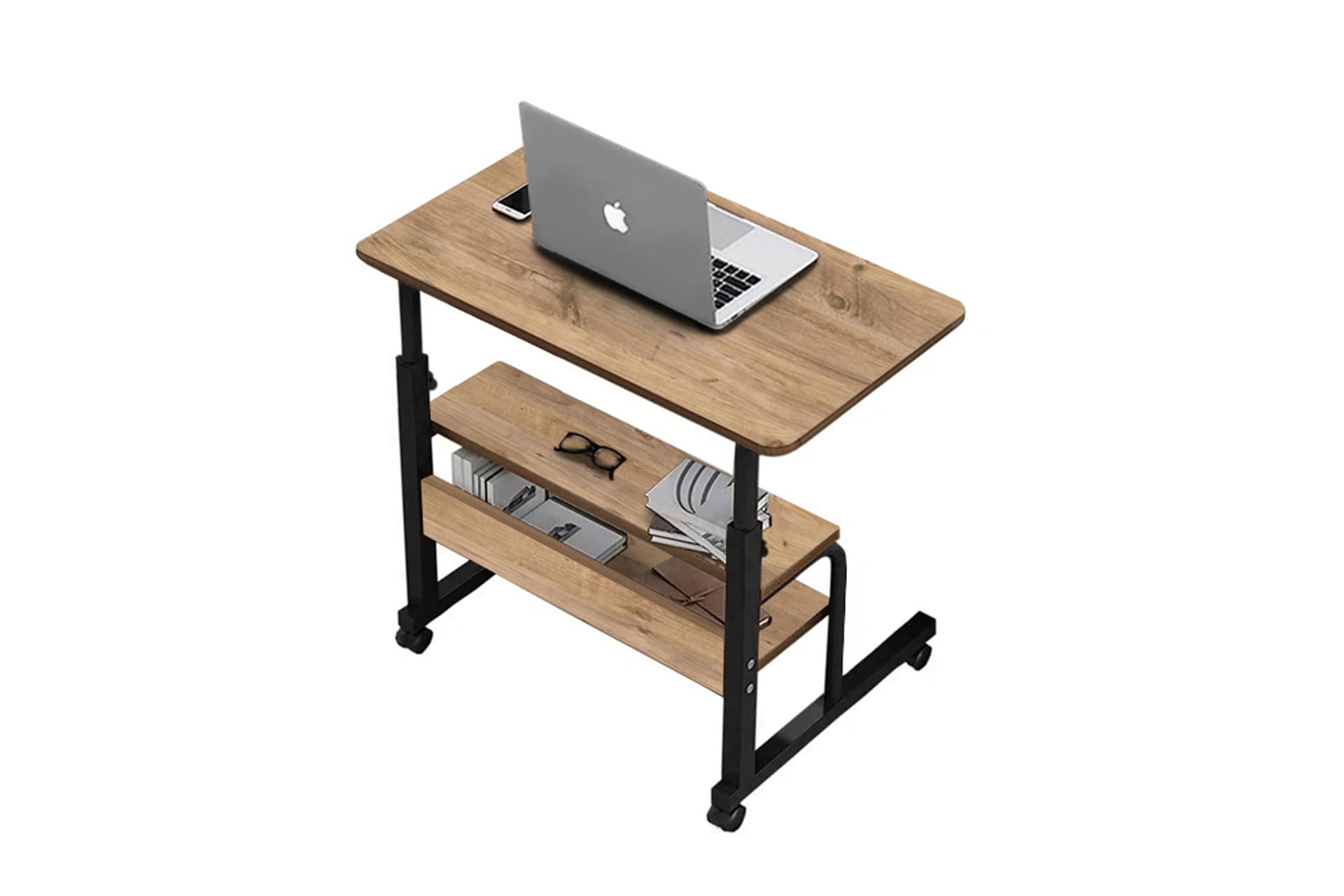 YÜKSEKLİK AYARLI VE ÇİFT RAFLI LAPTOP SEHPASI, ÇAM, 70X40