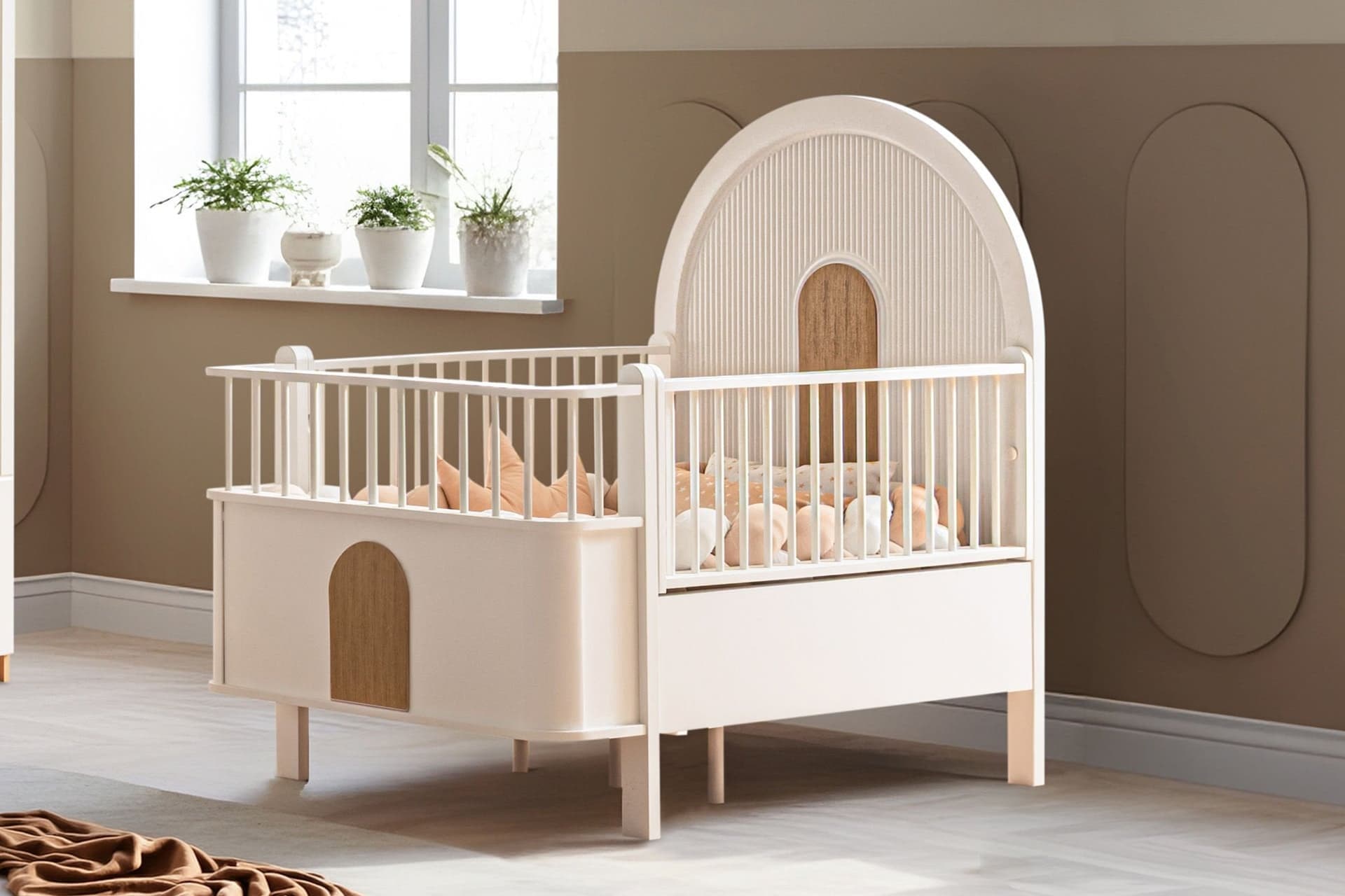 VENÜS BÜYÜYEN BEŞİK 90X130 VENÜS KARYOLA 90X190, KREM CEVİZ