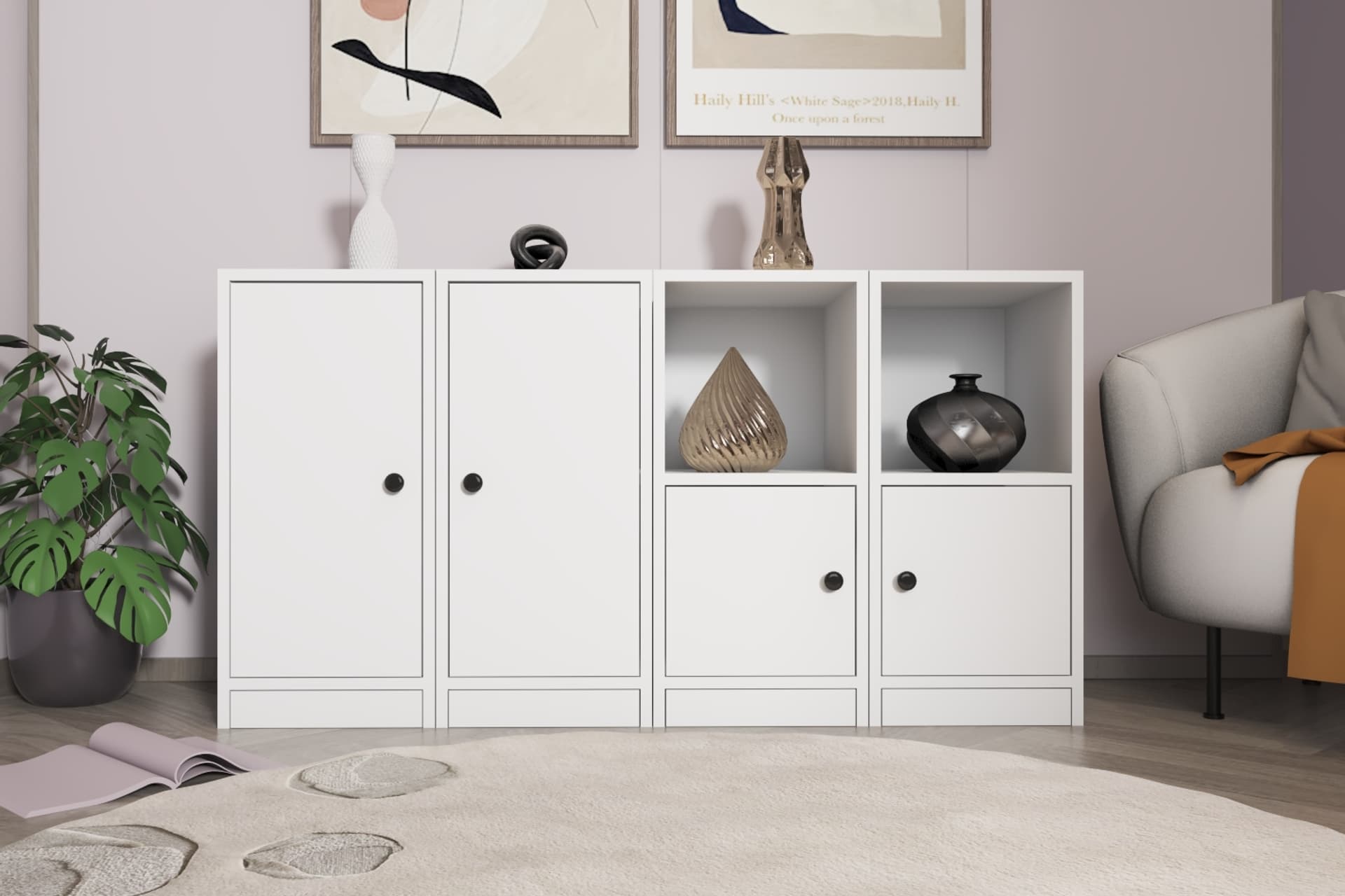 CONSOLA RAFLI DOLAPLI KONSOL BEYAZ 130 CM KNS-1032-Ç