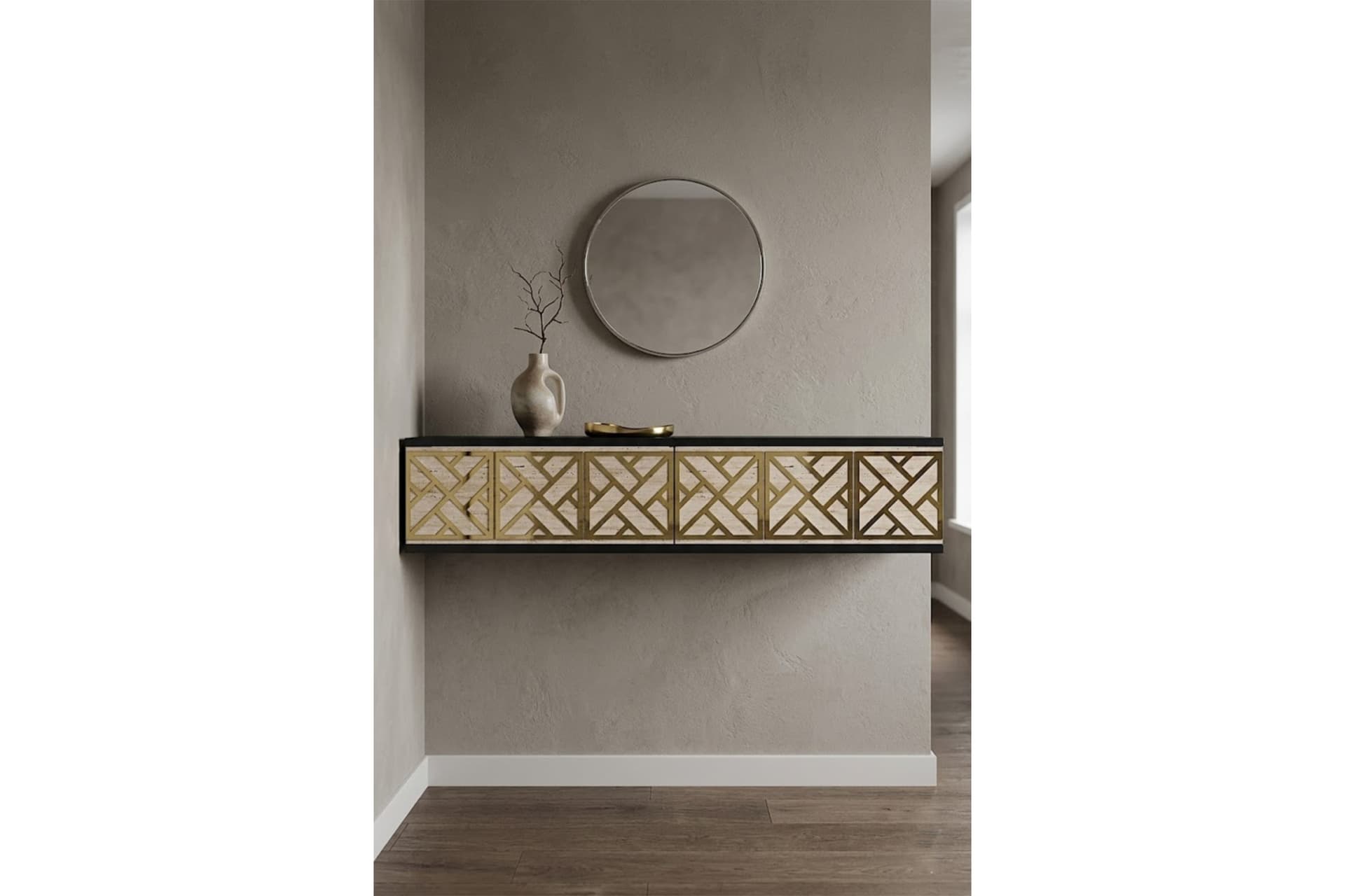 AREX DRESUAR ANTRE HOL RAFI ANTRASİT TRAVERTEN GOLD 120 CM DA1238ATG