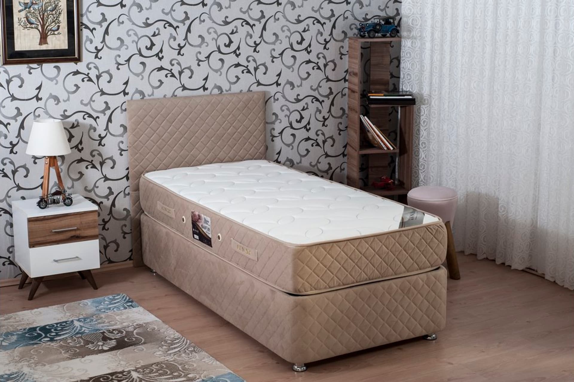 SAFİR FULL PEDSİZ YAYLI TEK KİŞİLİK YATAK, 90X190