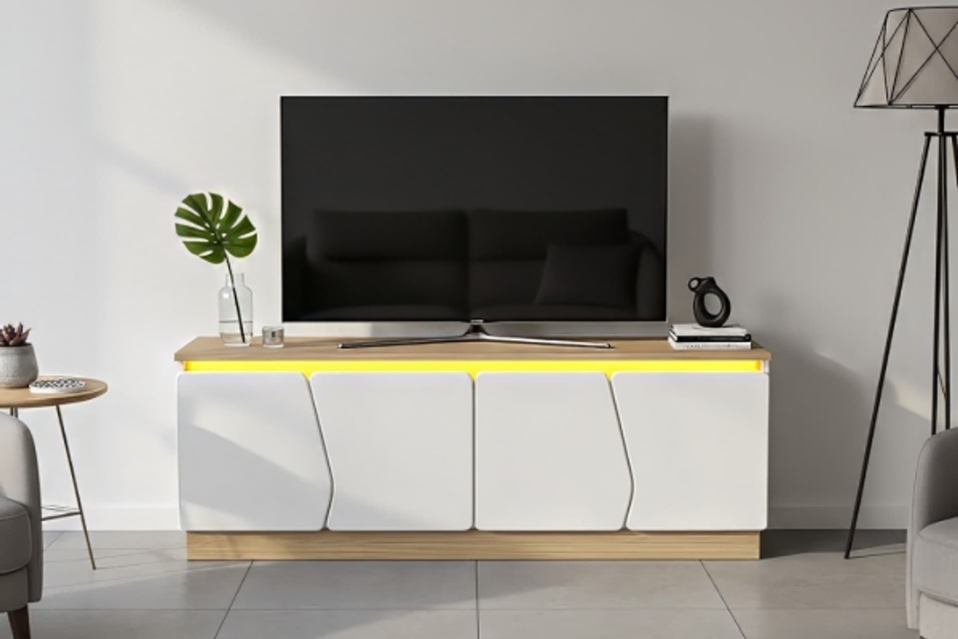 BOHEM TV ÜNİTESİ MDF KAPAK LED IŞIKLI TV ÜNİTESİ,  150 CM