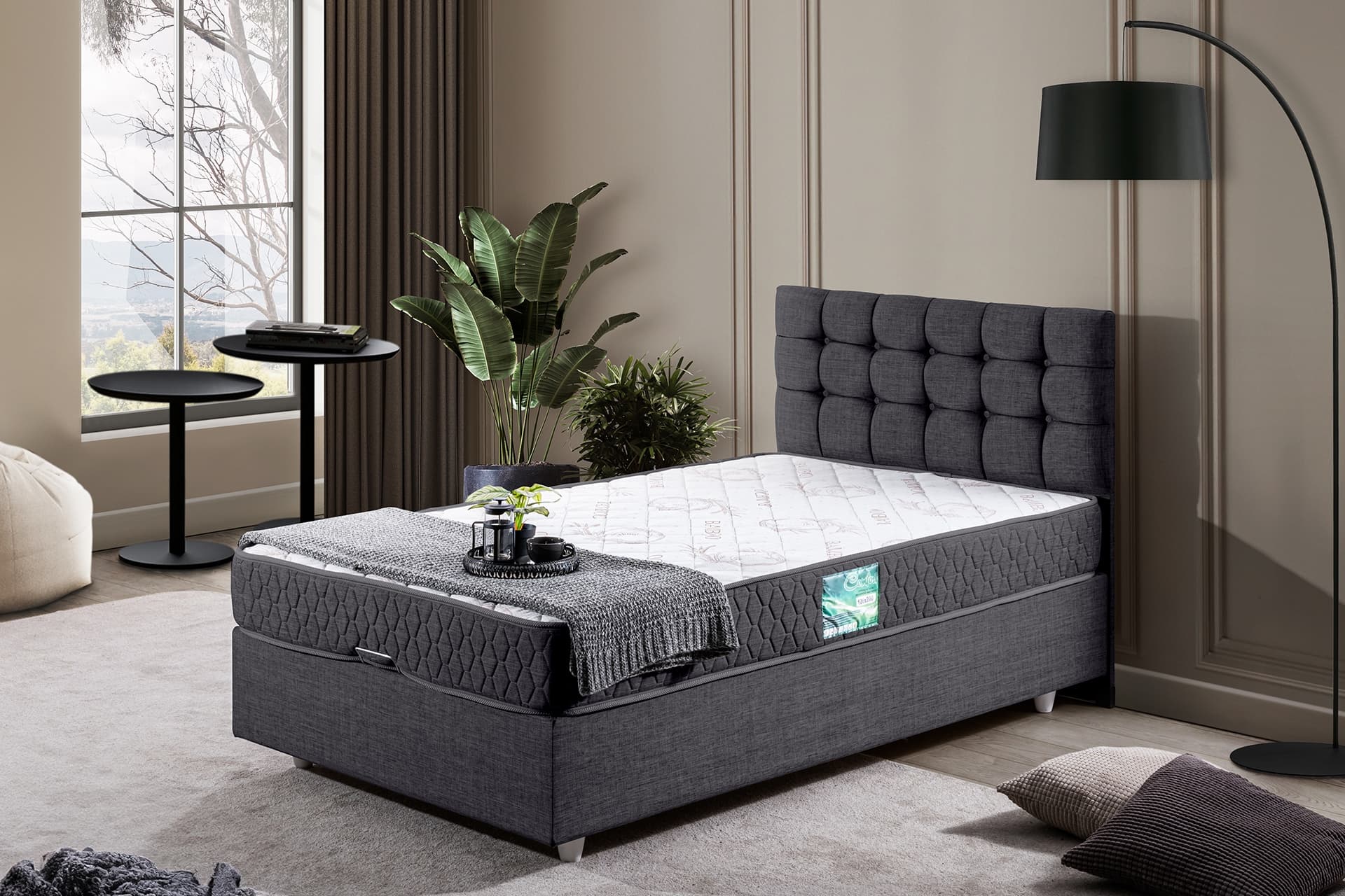 VENEDİK BAZA BAŞLIK LETTO YATAK SETİ, ANTRASİT, 90X190