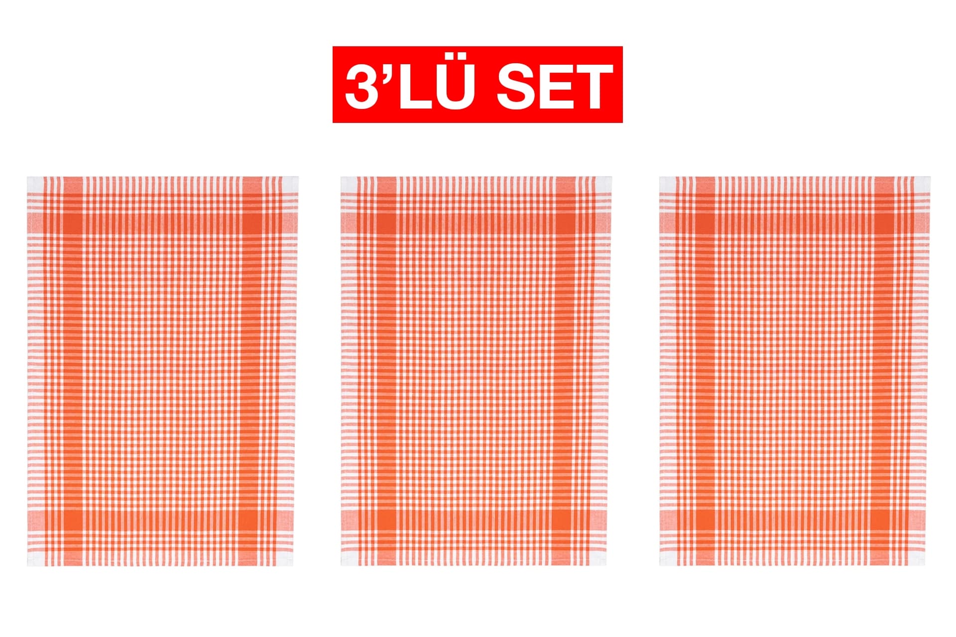 TUABLE PÖTİ KARELİ ÜÇLÜ KURULAMA BEZİ TURUNCU 45X70CM