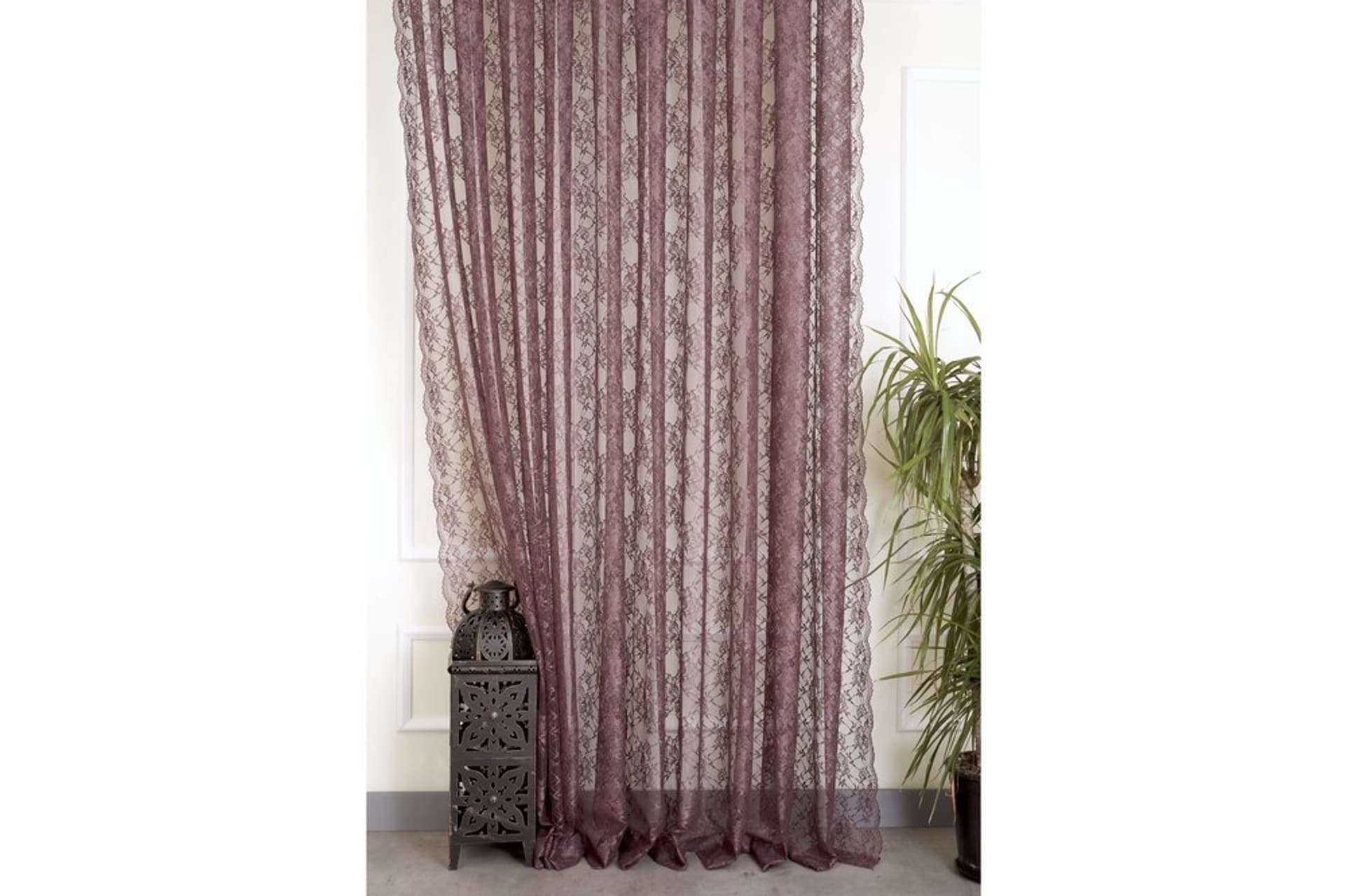FRANSIZ DANTELİ FON TÜL MÜRDÜM RENGİ SEYREK PİLE 130X260