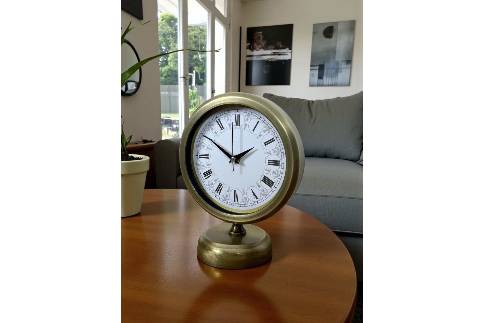 PRESTİJ ESKİTME METAL MASA SAATİ 25X20 CM