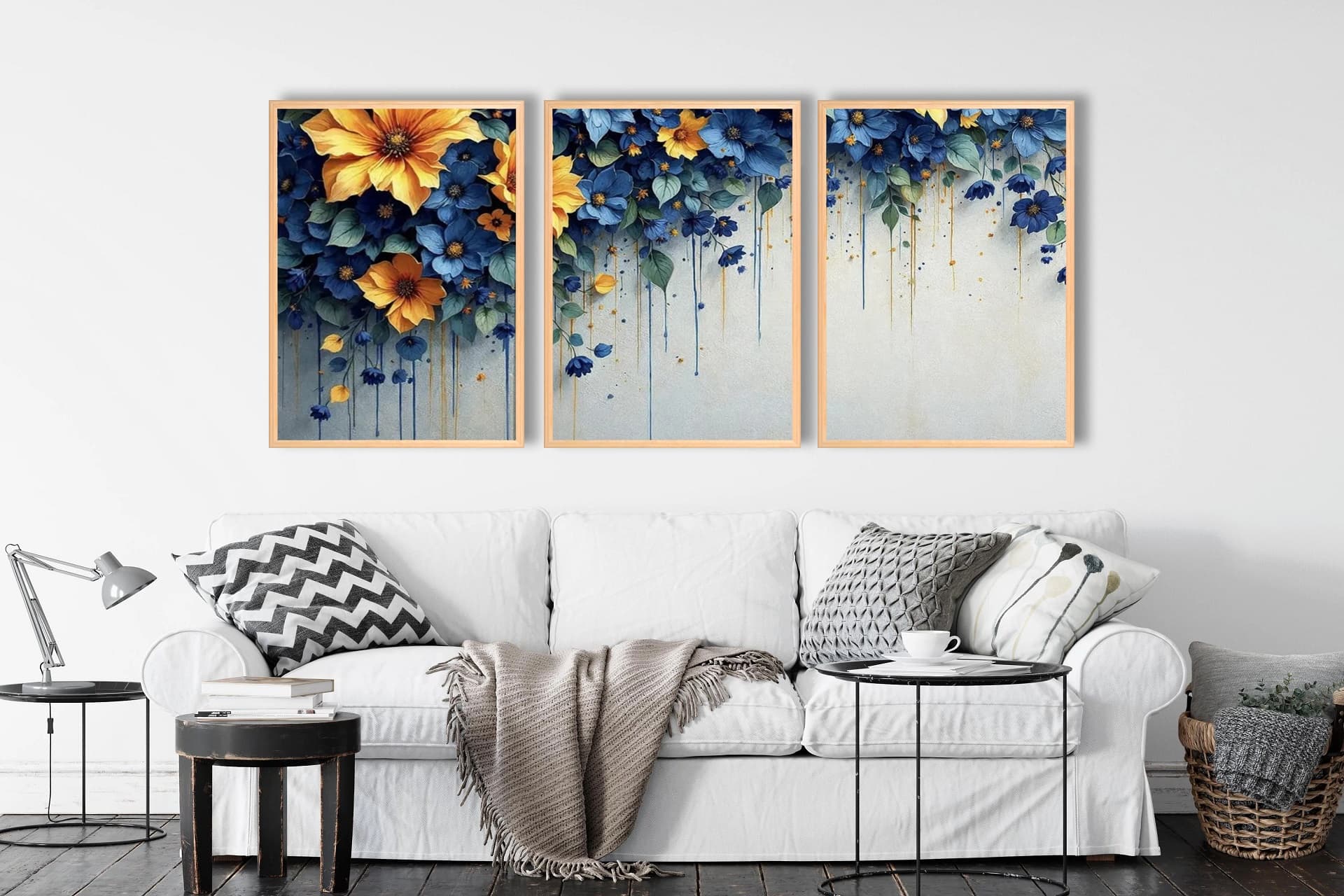 BLUE YELLOW FLOWERS TABLO SETİ, 50X70