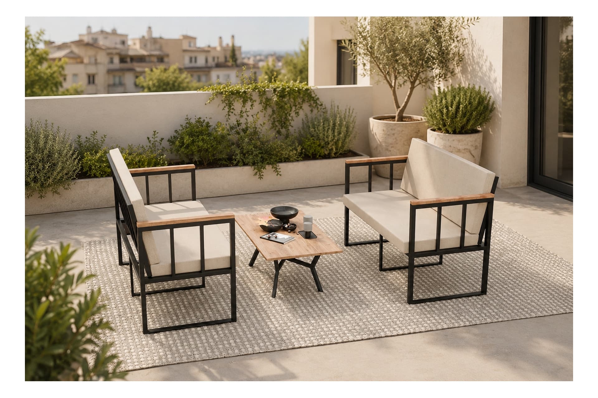LİNA 4 KİŞİLİK BALKON BAHÇE TAKIMI MASALI, BEJ