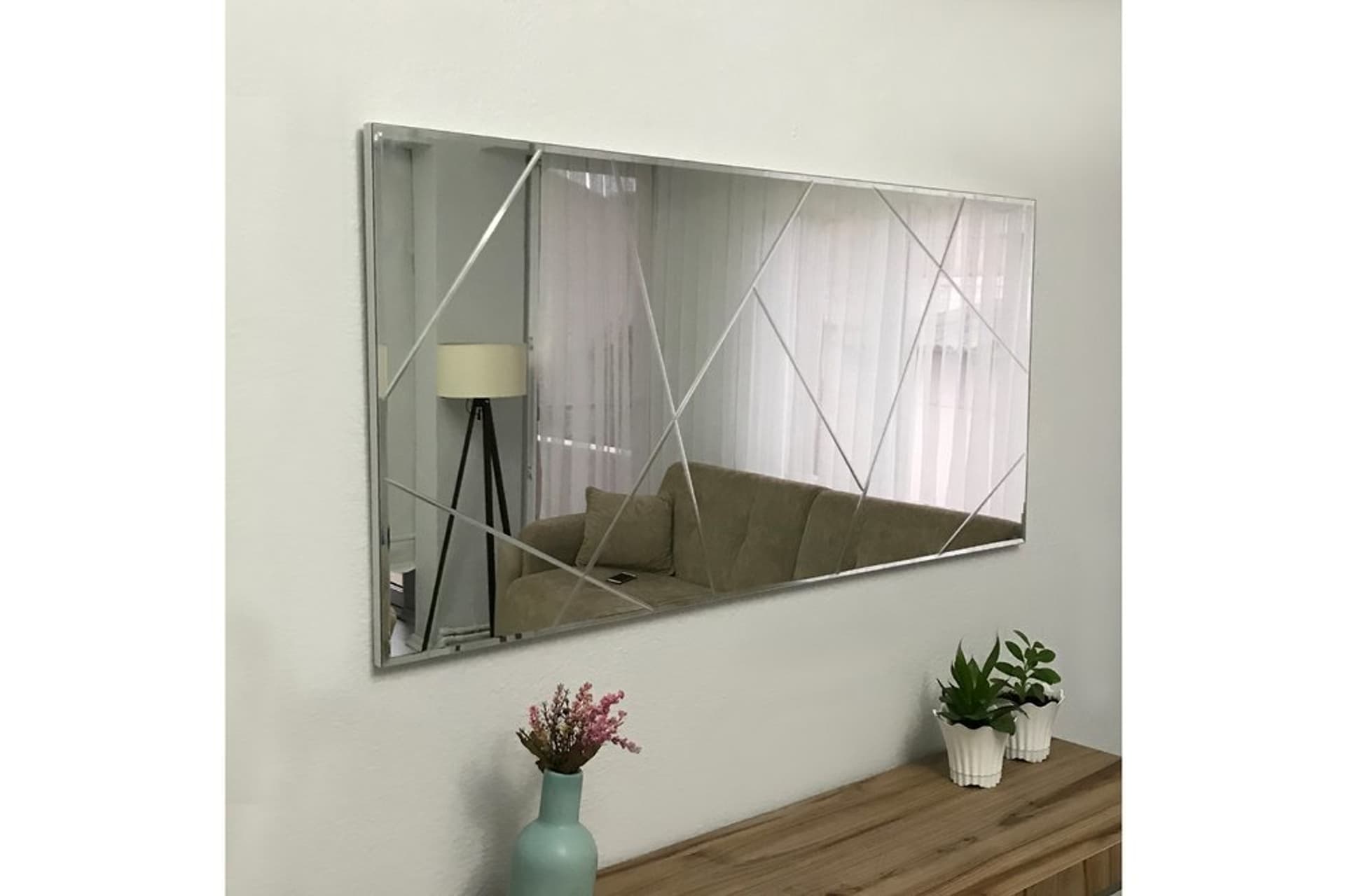 MONE AYNA DEKORATİF ASİMETRİ SALON AYNASI, 60X120