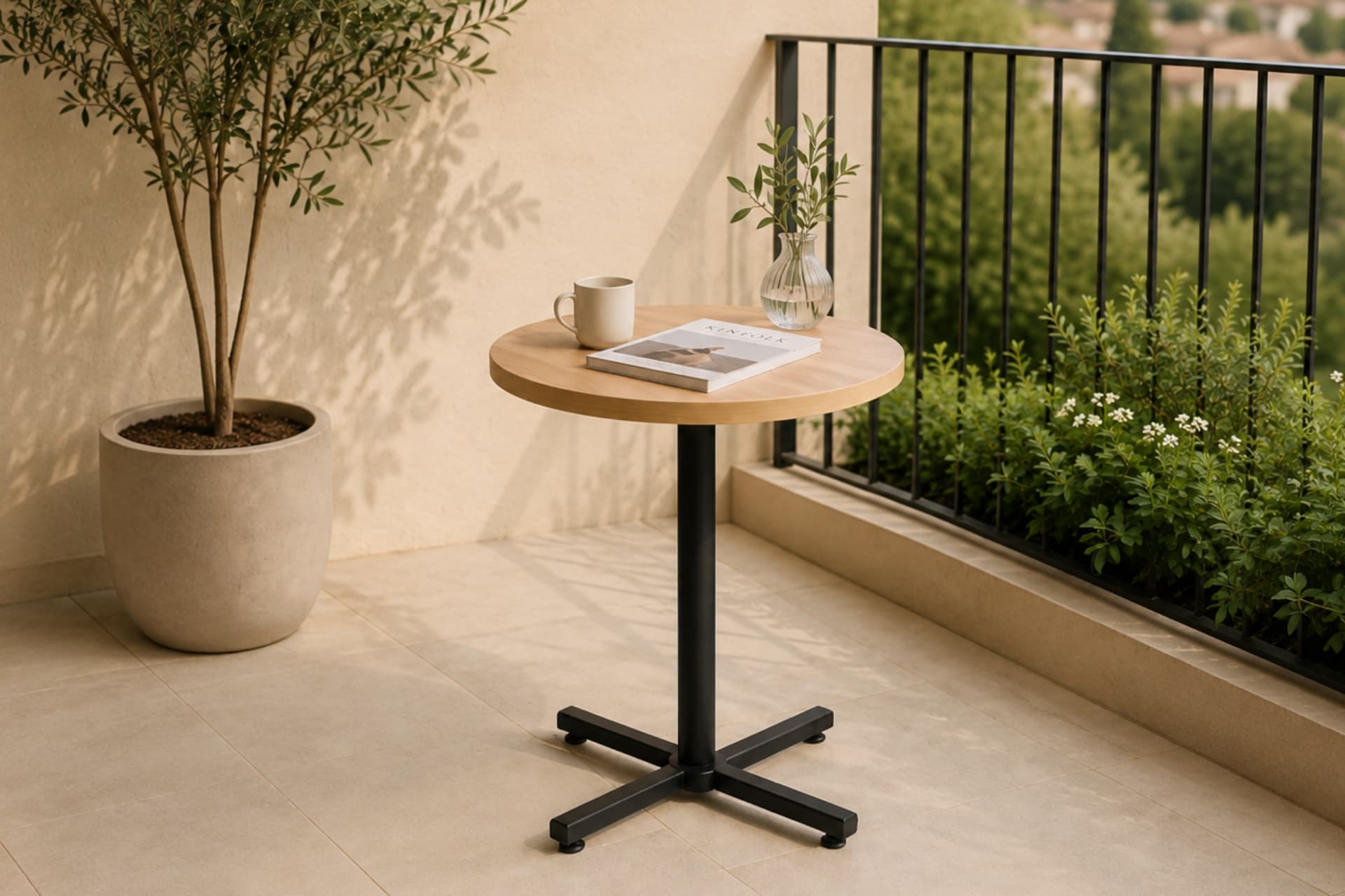 PAYAS METAL AYAK MUTFAK BAHÇE BALKON BİSTRO VE CAFE MASASI, 70X70 CM, NATUREL SİYAH
