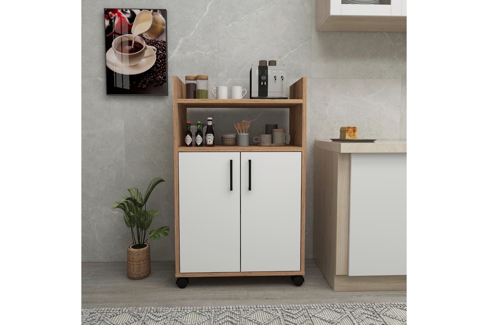 TİRAKS ÇOK AMAÇLI MUTFAK BANYO DOLABI, ATLANTİK ÇAM BEYAZ
