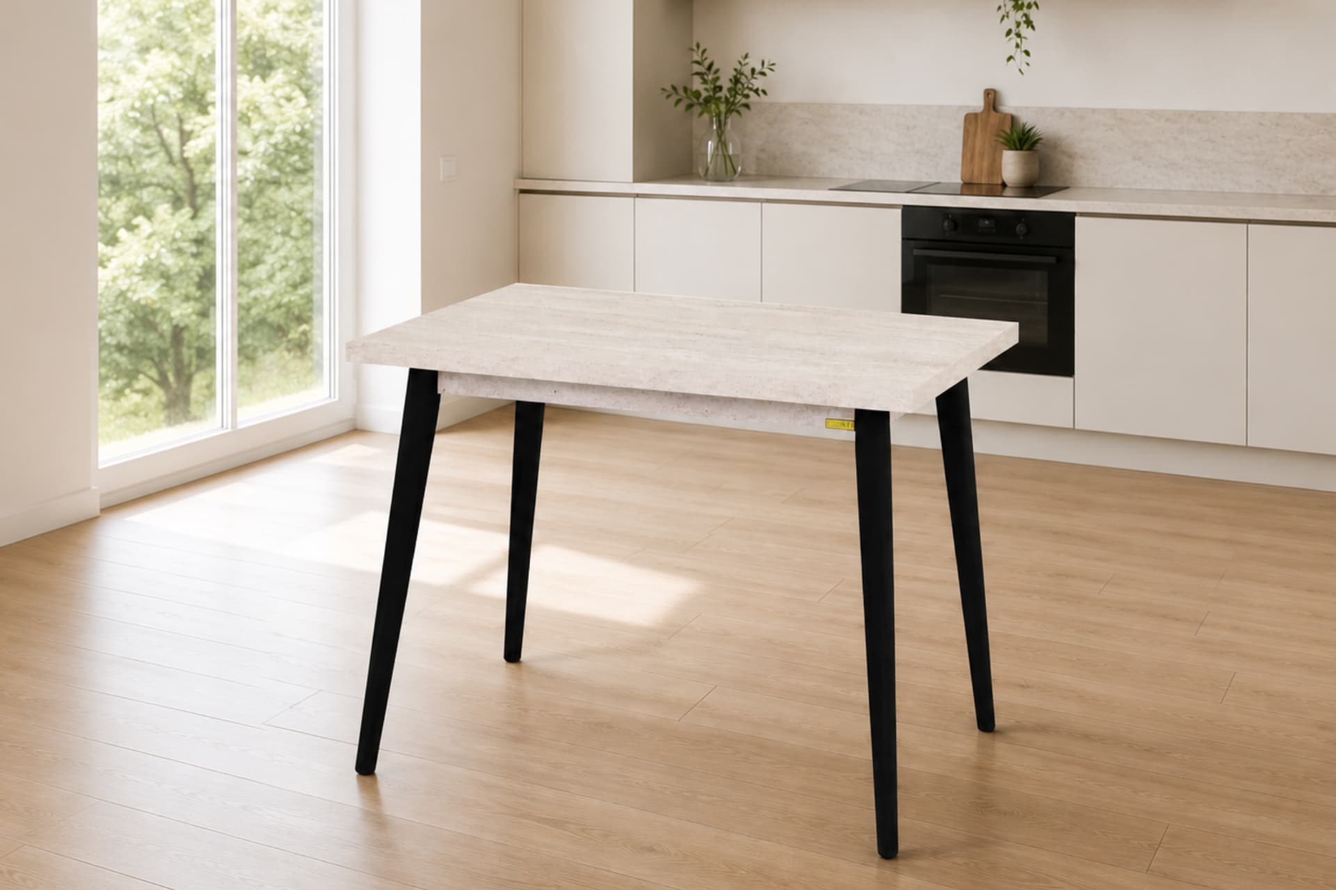 AVANOS MDF SABİT MUTFAK MASASI, 60X90 CM, BEJ SİYAH