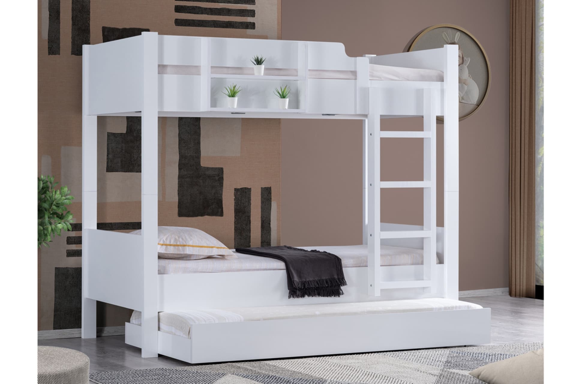 ASYA AYRILABİLİR YAVRULU RANZA, BEYAZ, 90X190