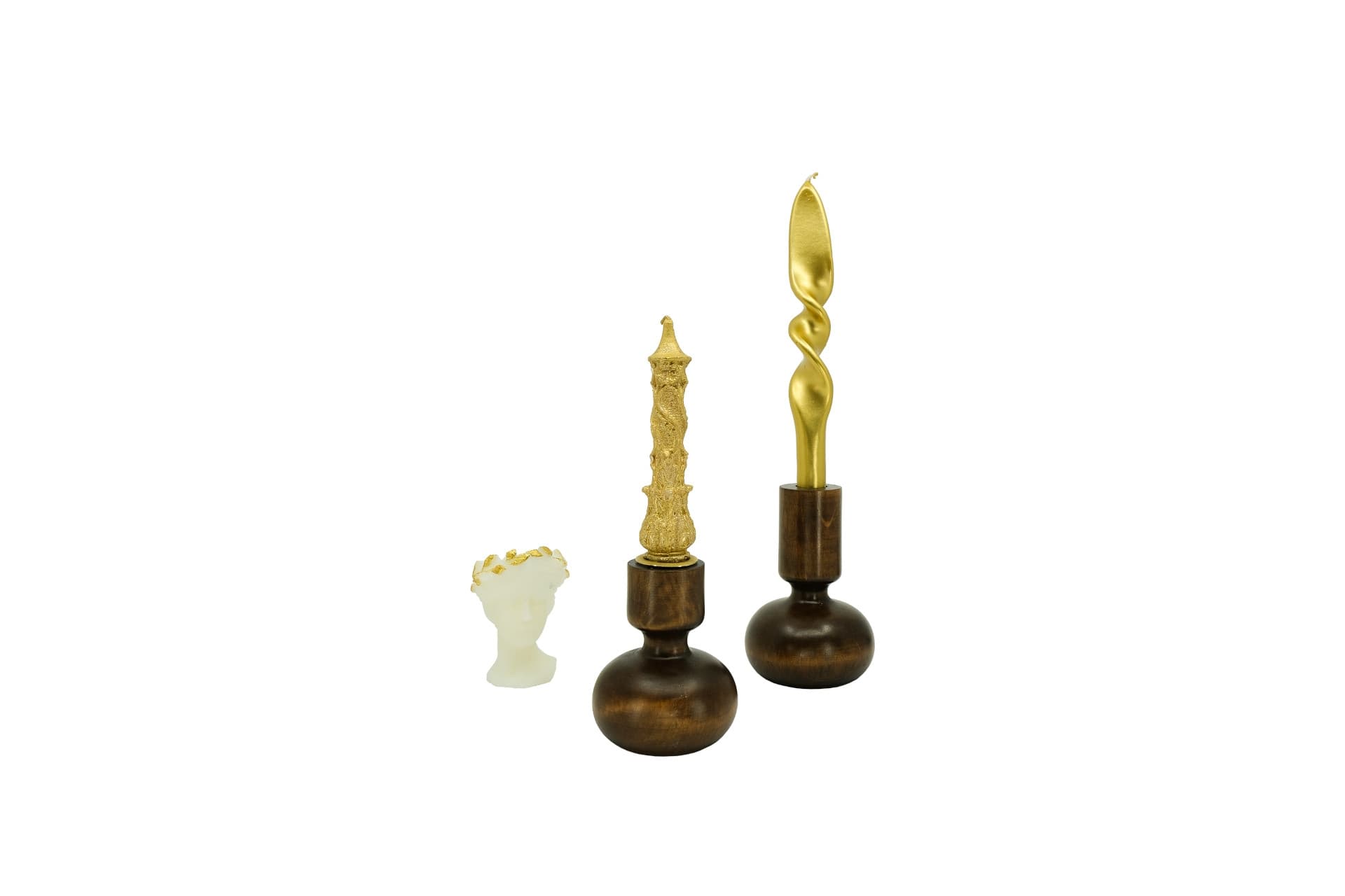 MASSELLO DESIGN GINGILLO İKİLİ AHŞAP  MUMLUK, CEVİZ