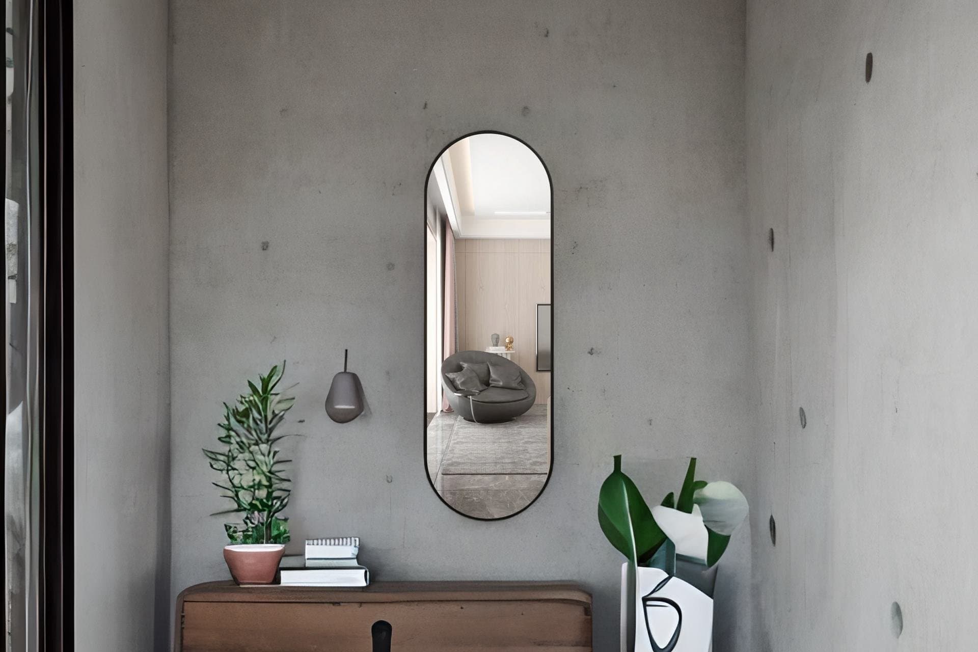 MARSAH HOME ÇİFT TARAF OVAL METAL ÇERÇEVELİ AYNA, SİYAH