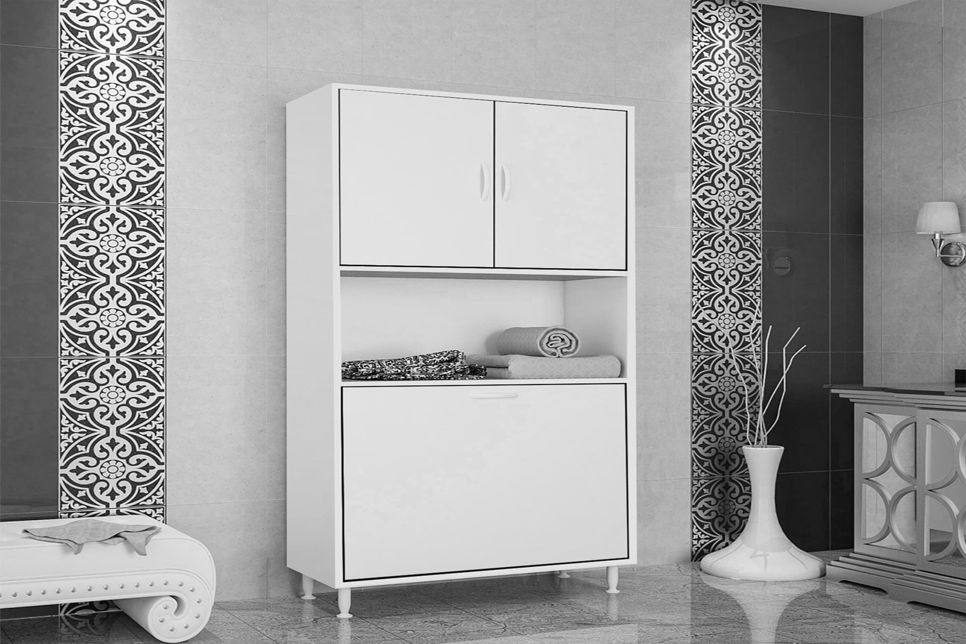 MODİLAYN NUVANO BANYO DOLABI, SEPETLİ, BEYAZ