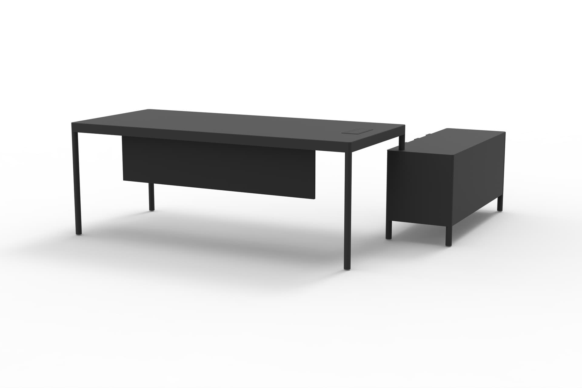 LESS ETAJERLİ OFİS MASASI, SİYAH,  200 CM