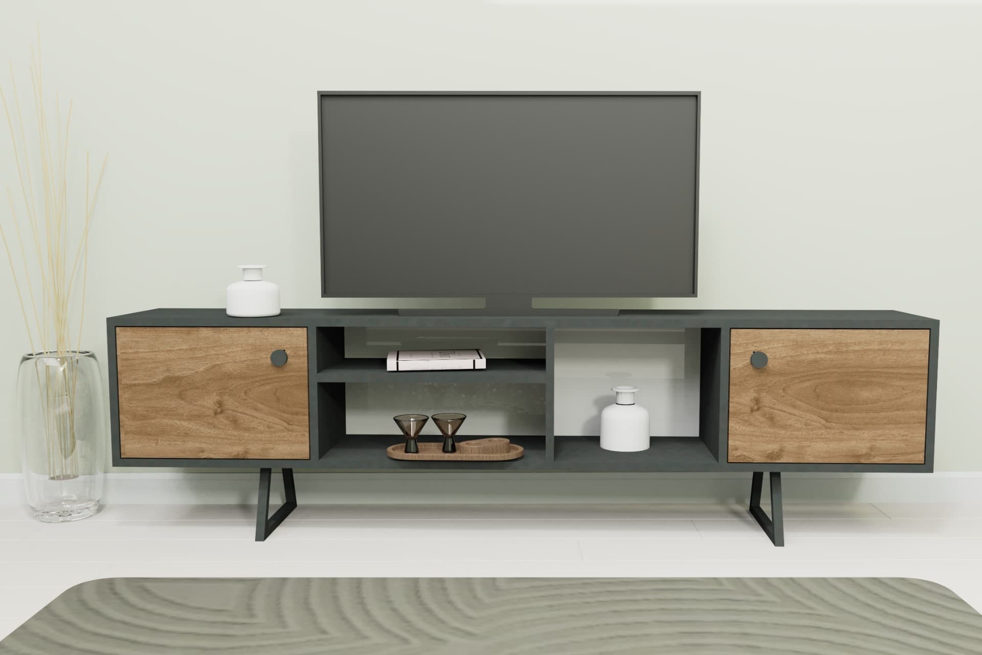 LAGOMOOD SALLY TV ÜNİTESİ, ANTRASİT CEVİZ
