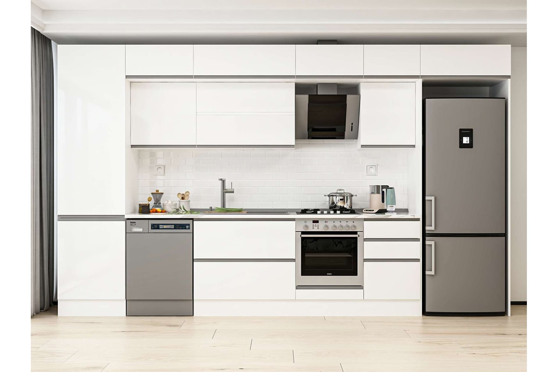 ALVİNKA 390X240 CM MUTFAK DOLABI, MBB E80B60S50 2 BEYAZ SUNTALAM
