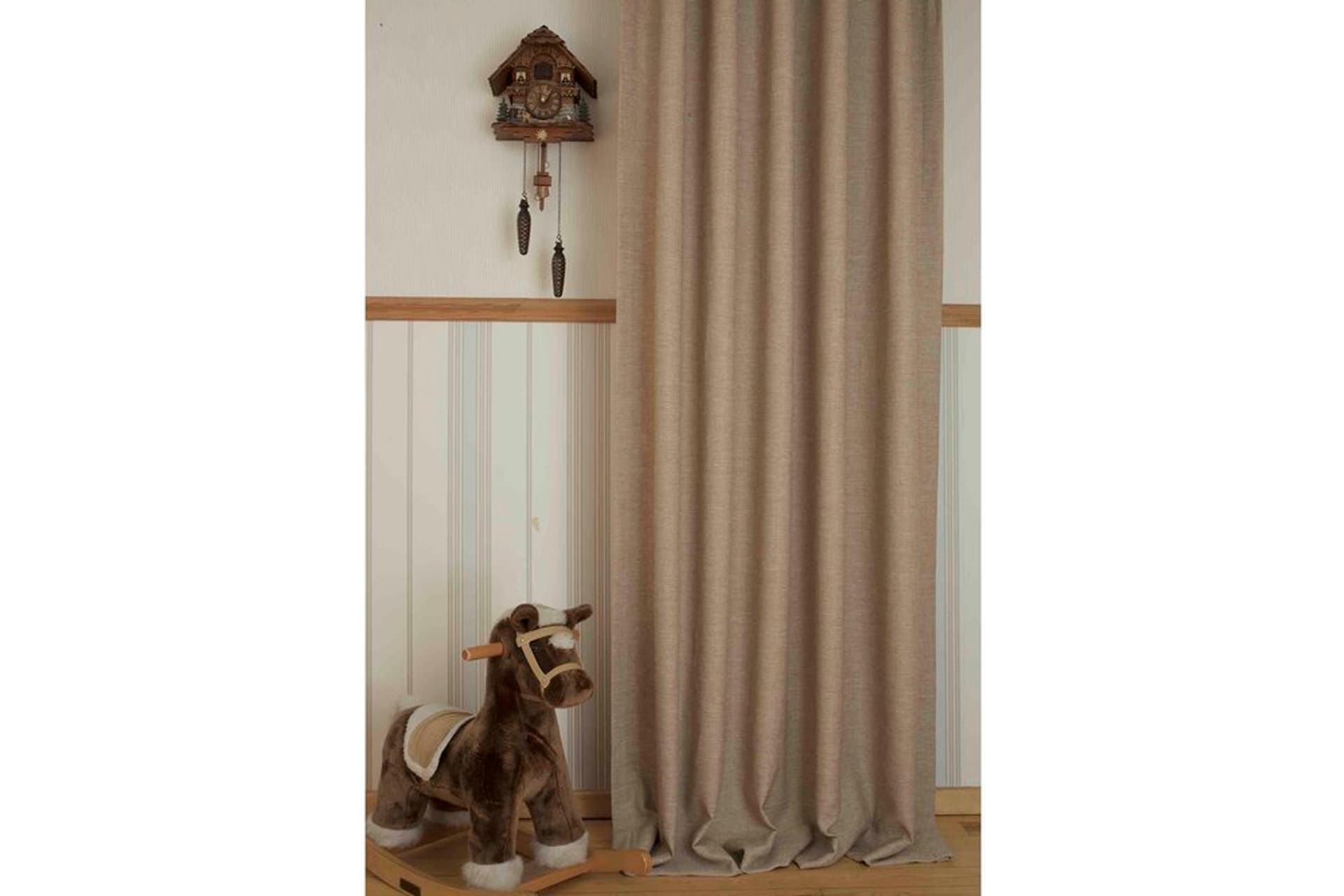 MASSARELLİ FON PERDE KETEN BEJ RENGİ PİLESİZ 60X260