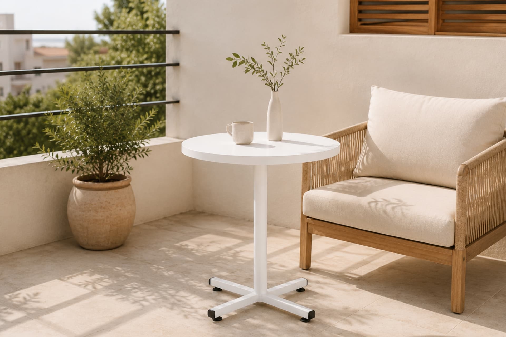 PAYAS METAL AYAK MUTFAK BAHÇE BALKON BİSTRO VE CAFE MASASI, 70X70 CM, BEYAZ BEYAZ